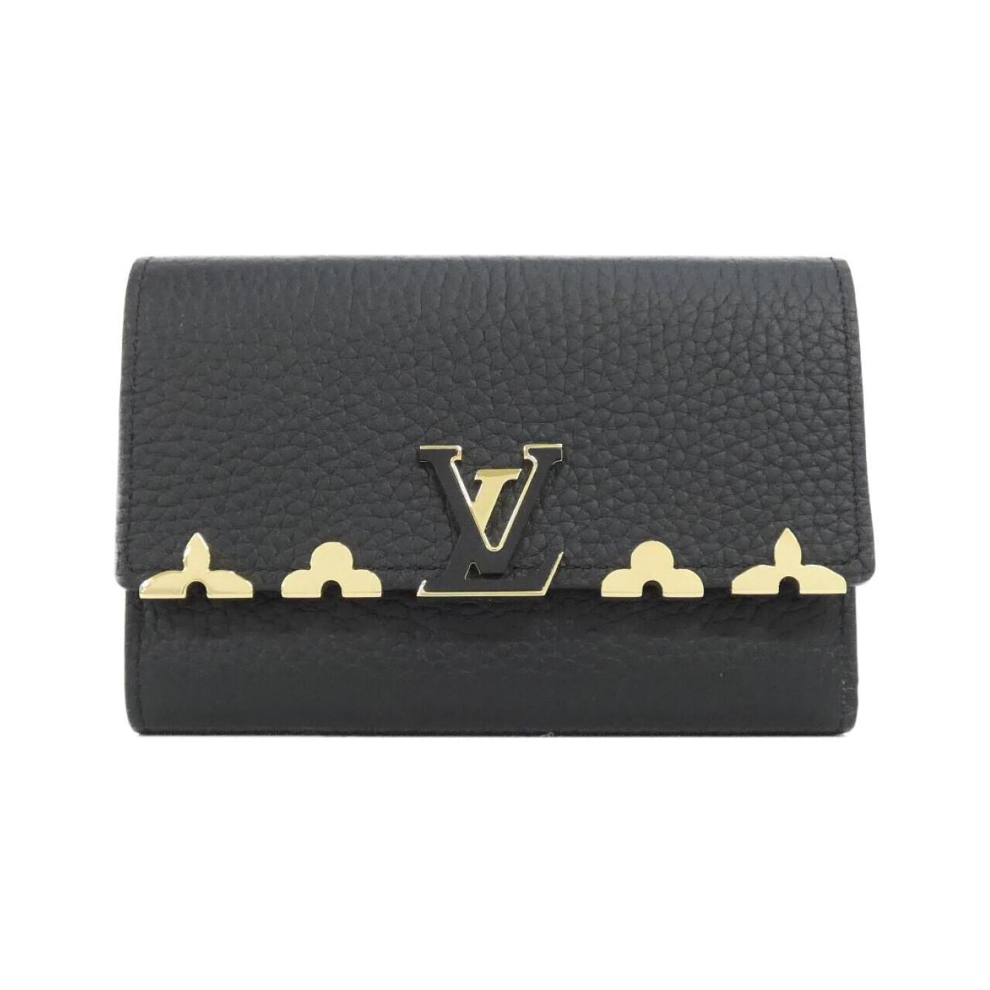Louis Vuitton Black Leather Wallet (Tri-Fold) (Pre-Owned)
