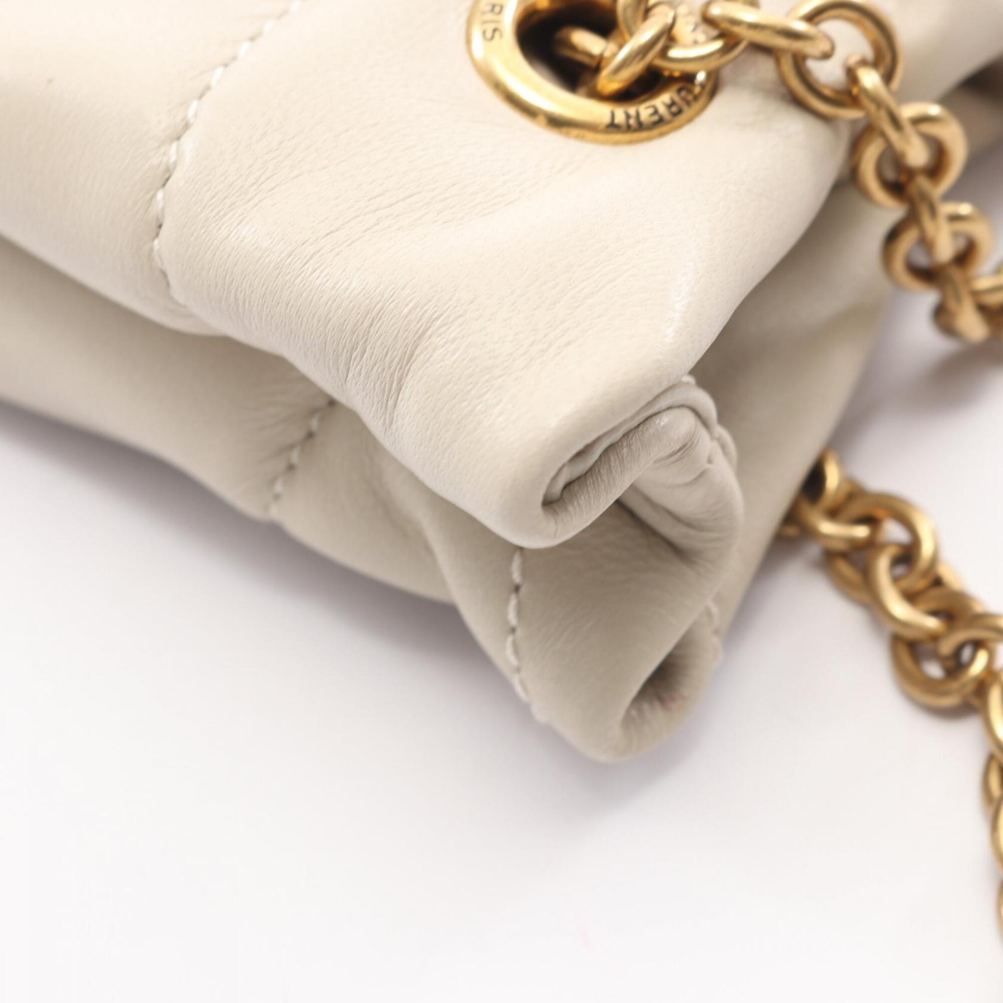 Saint Laurent Ivory Leather Handbag Pouch Shoulder Bag (Pre-Owned)