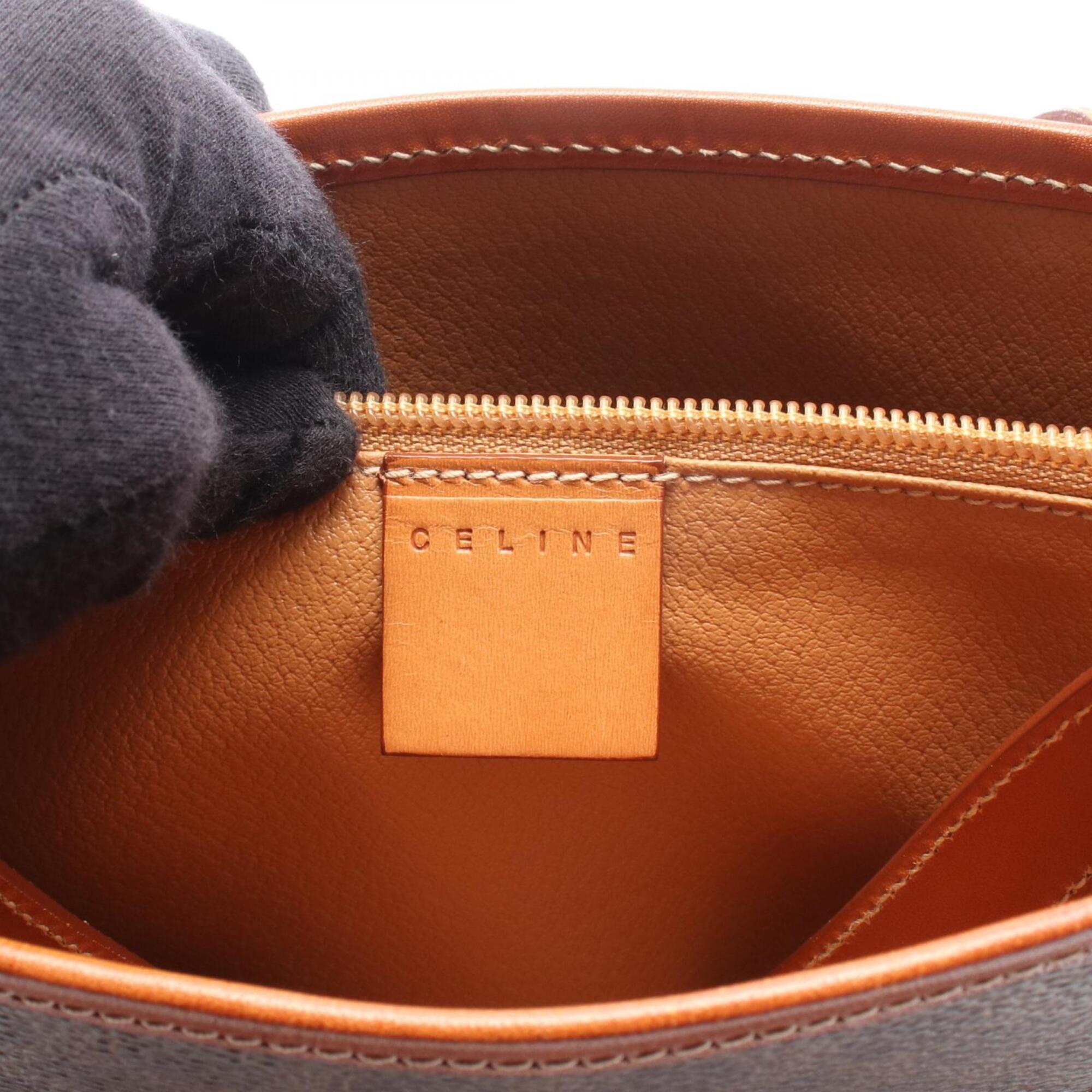 Celine Brown Coated Canvas Leather Handbag Tote Bag (Pre-Owned)