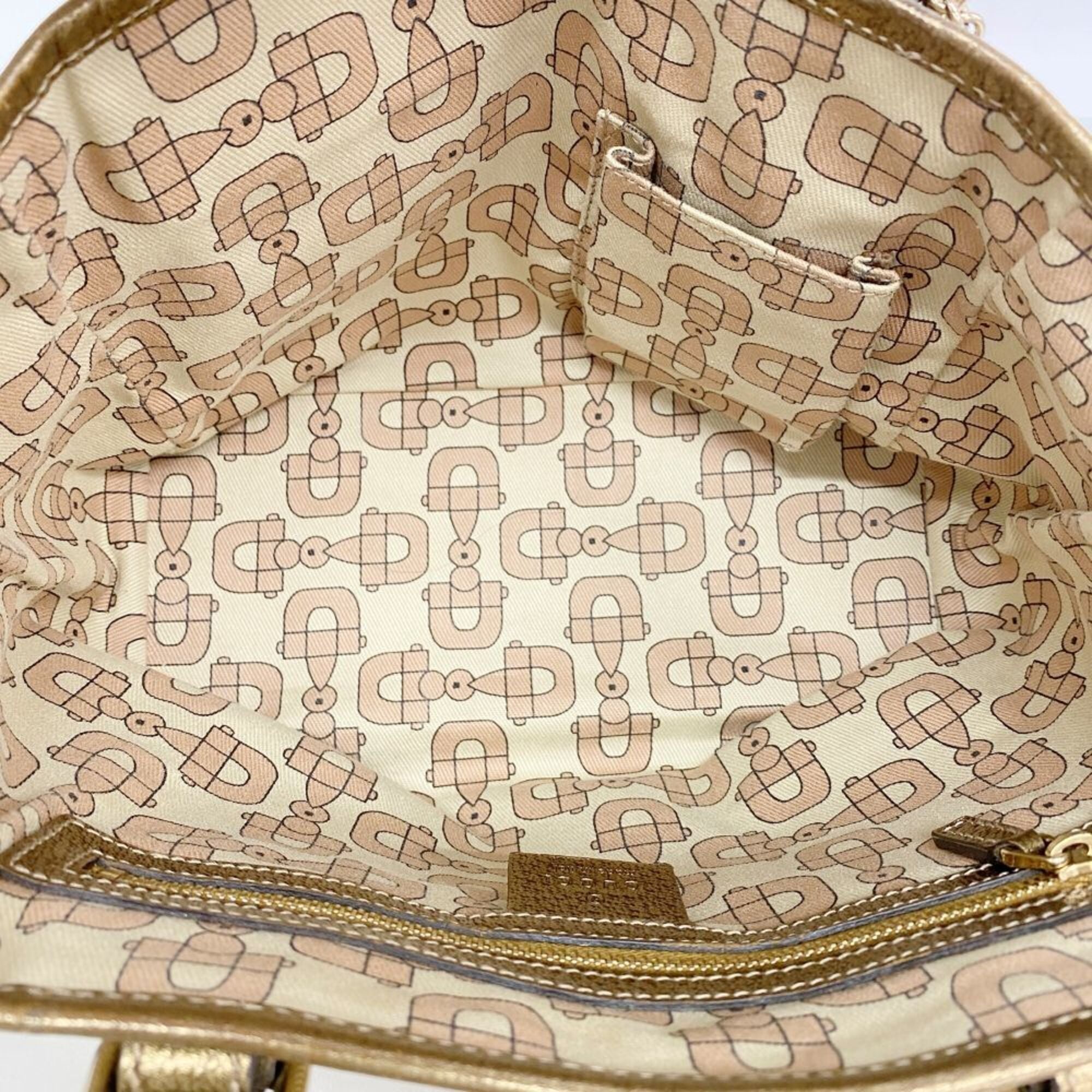 Gucci Beige Brown Canvas Handbag (Pre-Owned)