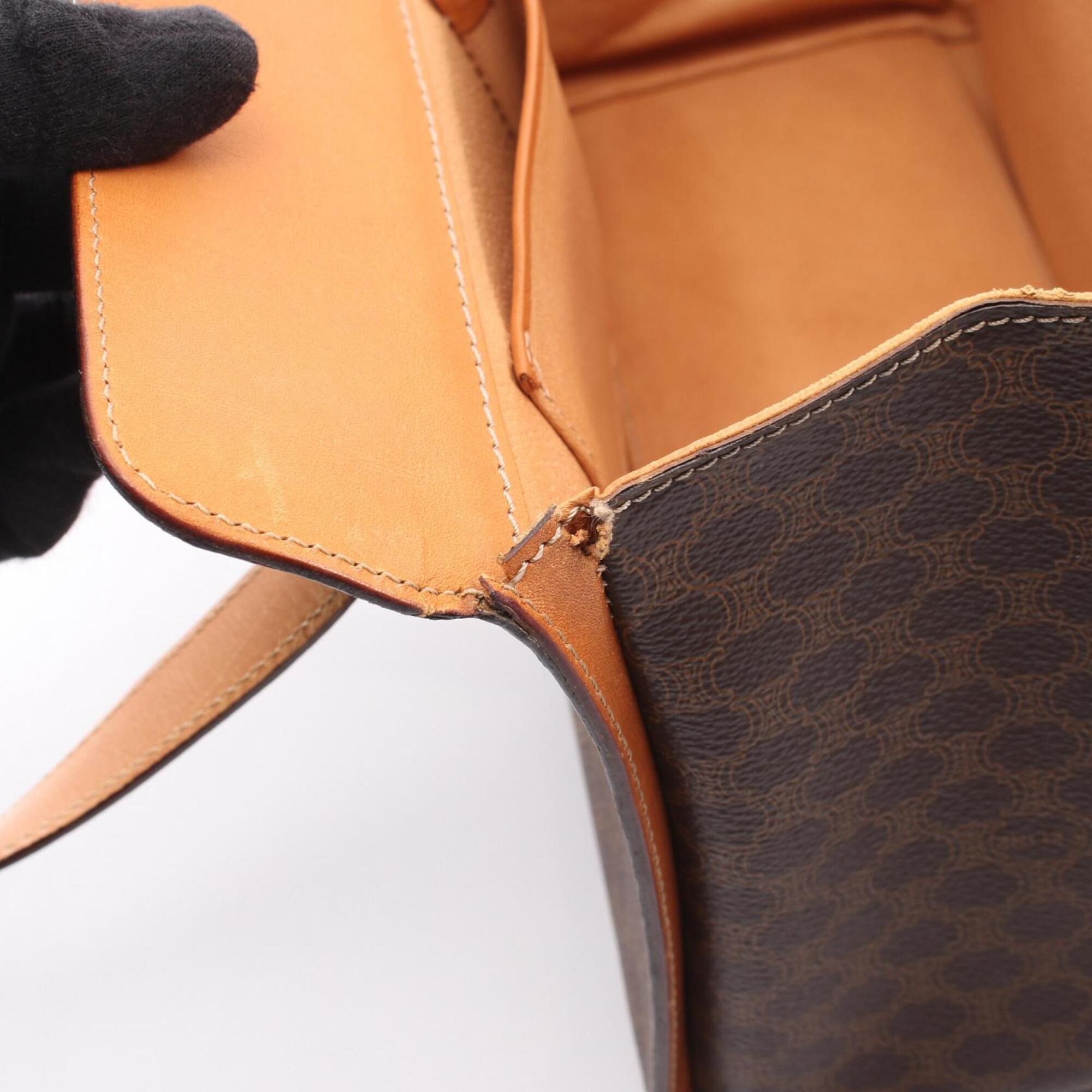 Celine Macadam Brown Coated Canvas Handbag (Pre-Owned)
