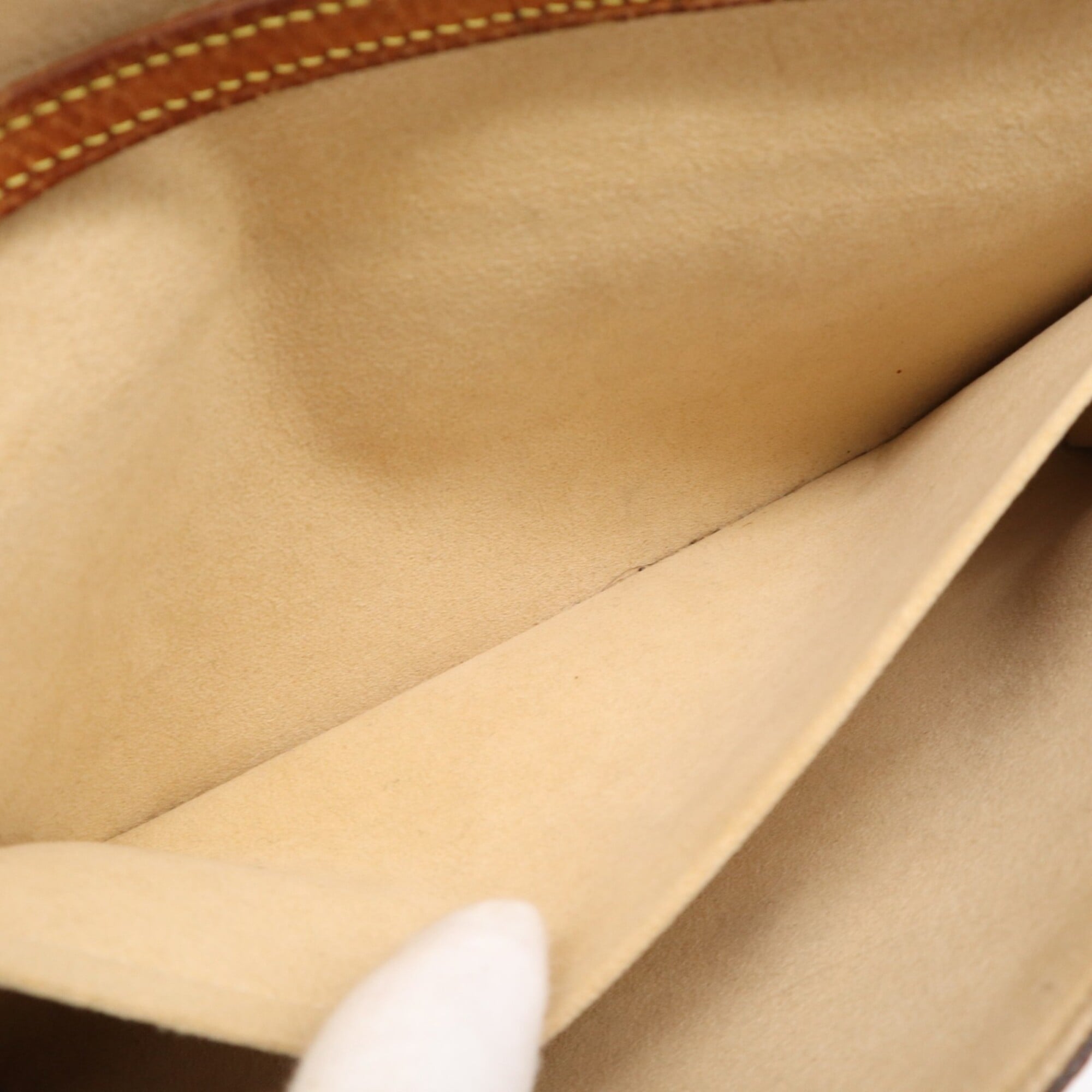 Louis Vuitton Beige Brown Coated Canvas Leather Shoulder Bag (Pre-Owned)