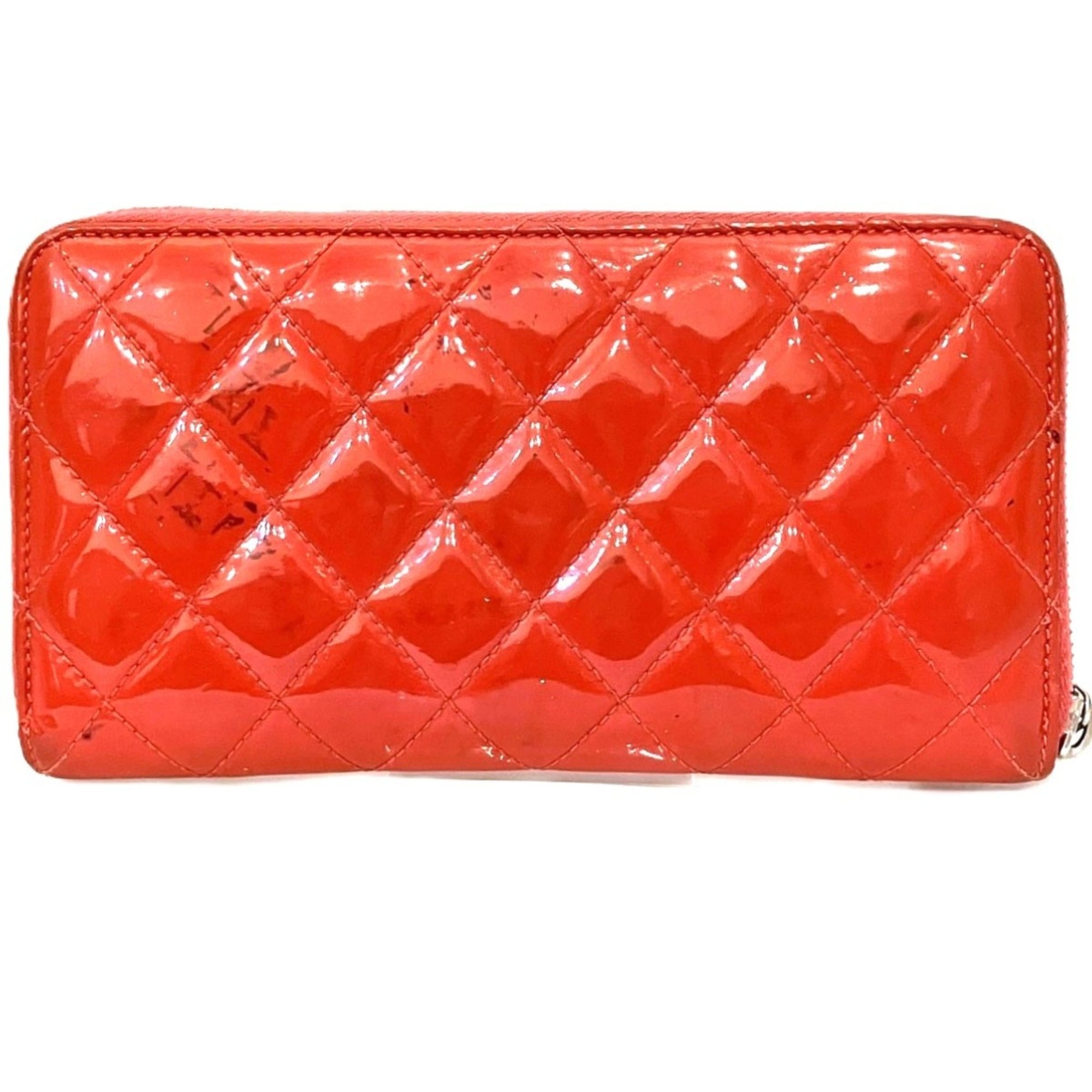 Chanel Matelasse Pink Patent Leather Long Wallet (Bi-Fold) (Pre-Owned)