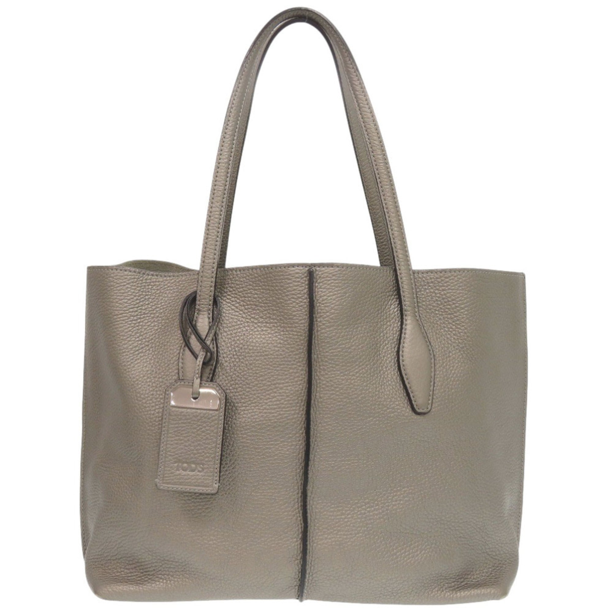 Tod's Gray Leather Tote Bag (Pre-Owned)