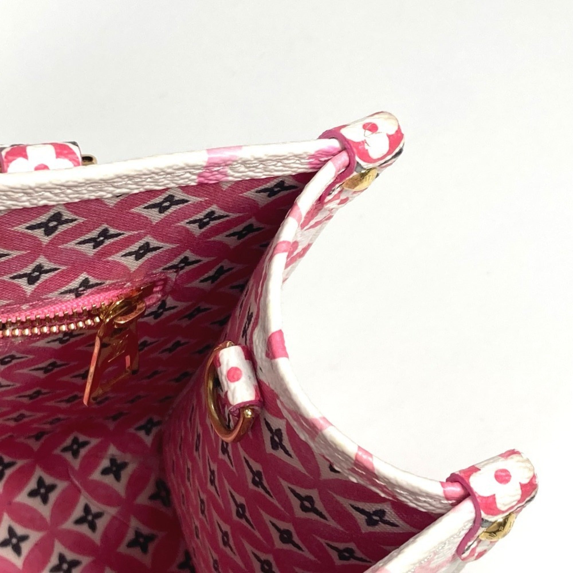 Louis Vuitton Pink White Monogram Handbag Shoulder Bag Tote Bag (Pre-Owned)