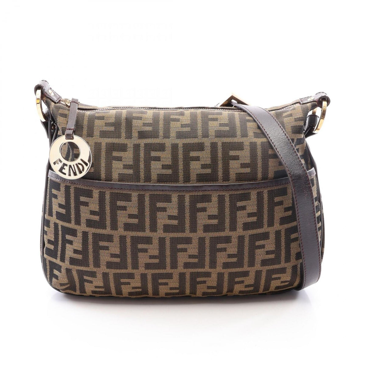 Fendi Brown Canvas Leather Handbag Shoulder Bag (Pre-Owned)