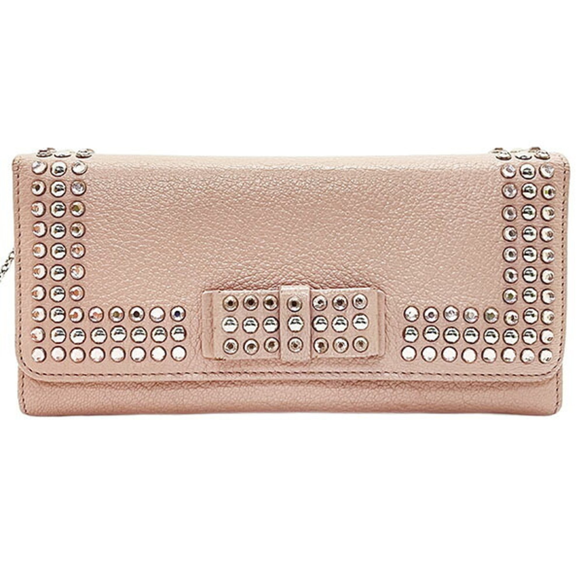 Miu Miu Beige Pink Pink Leather Long Wallet (Bi-Fold) (Pre-Owned)