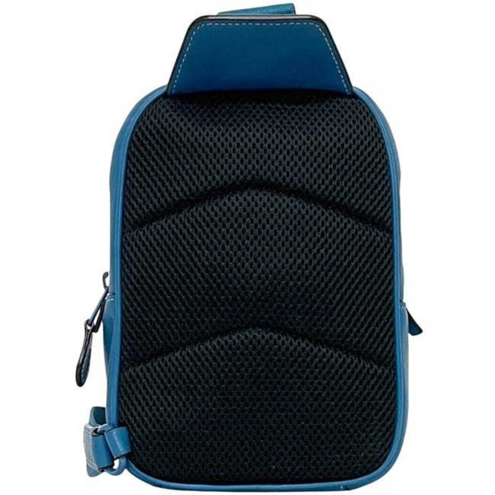 Coach Signature Blue Leather Shoulder Bag Sling Bag (Pre-Owned)