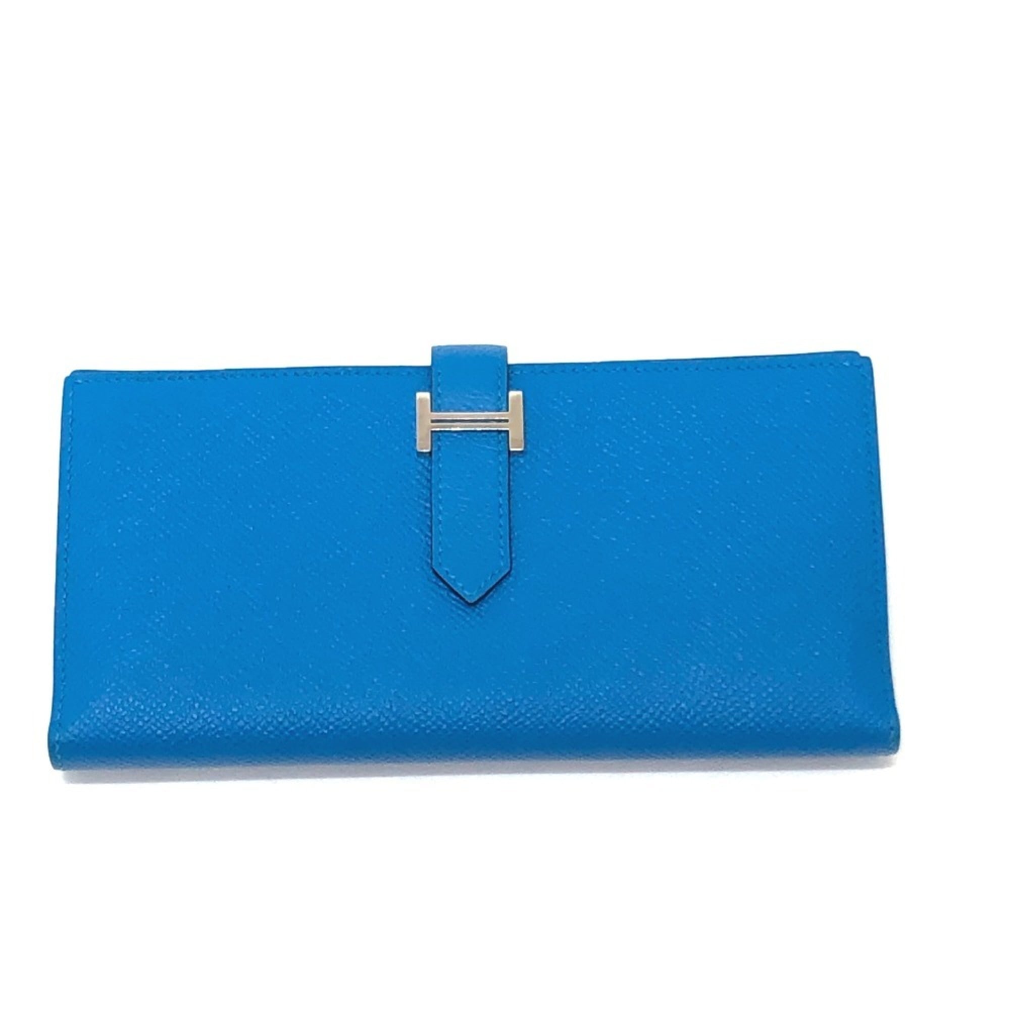 Hermes Blue Epsom Leather Long Wallet (Bi-Fold) (Pre-Owned)