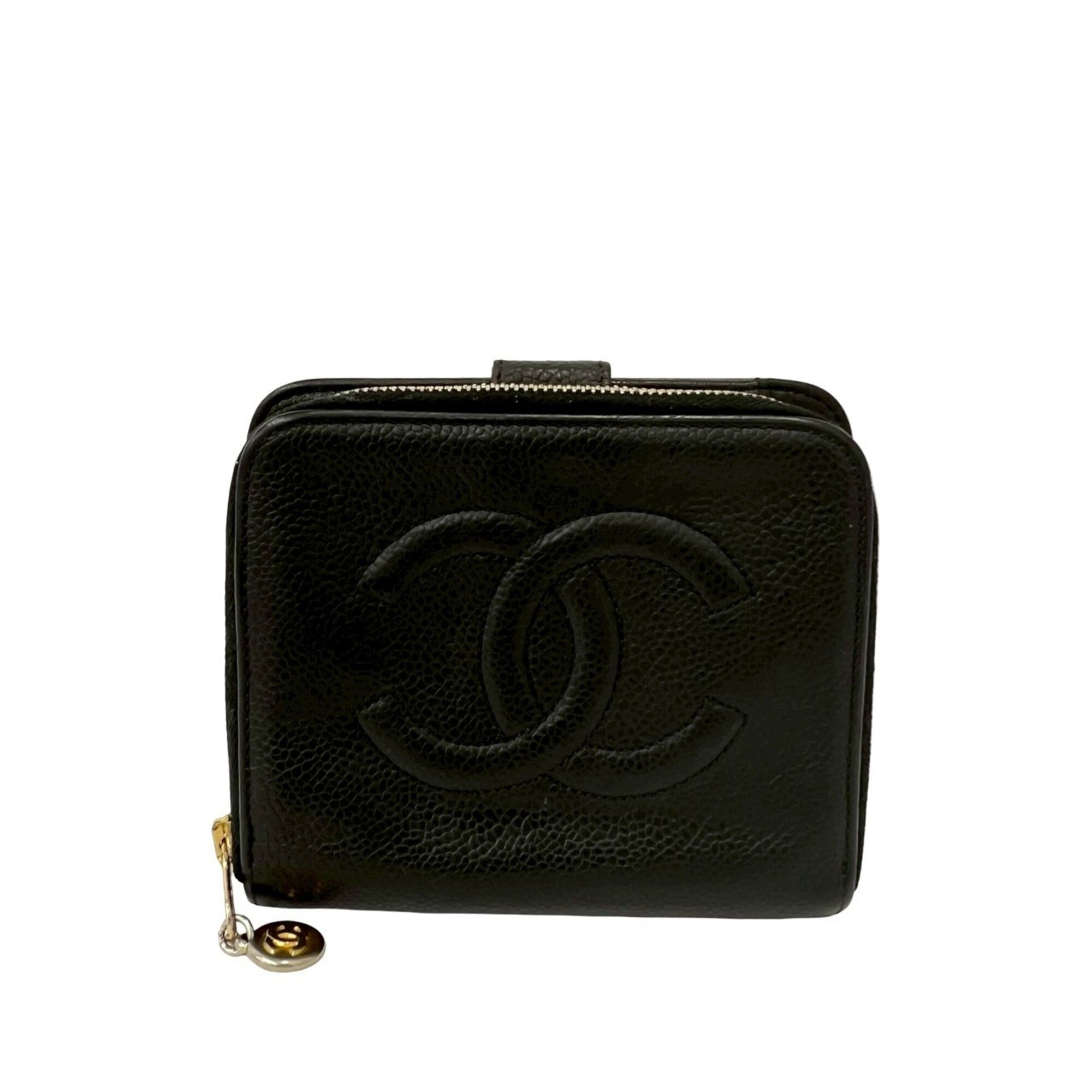 Chanel Black Grained Calfskin Wallet (Bi-Fold) (Pre-Owned)