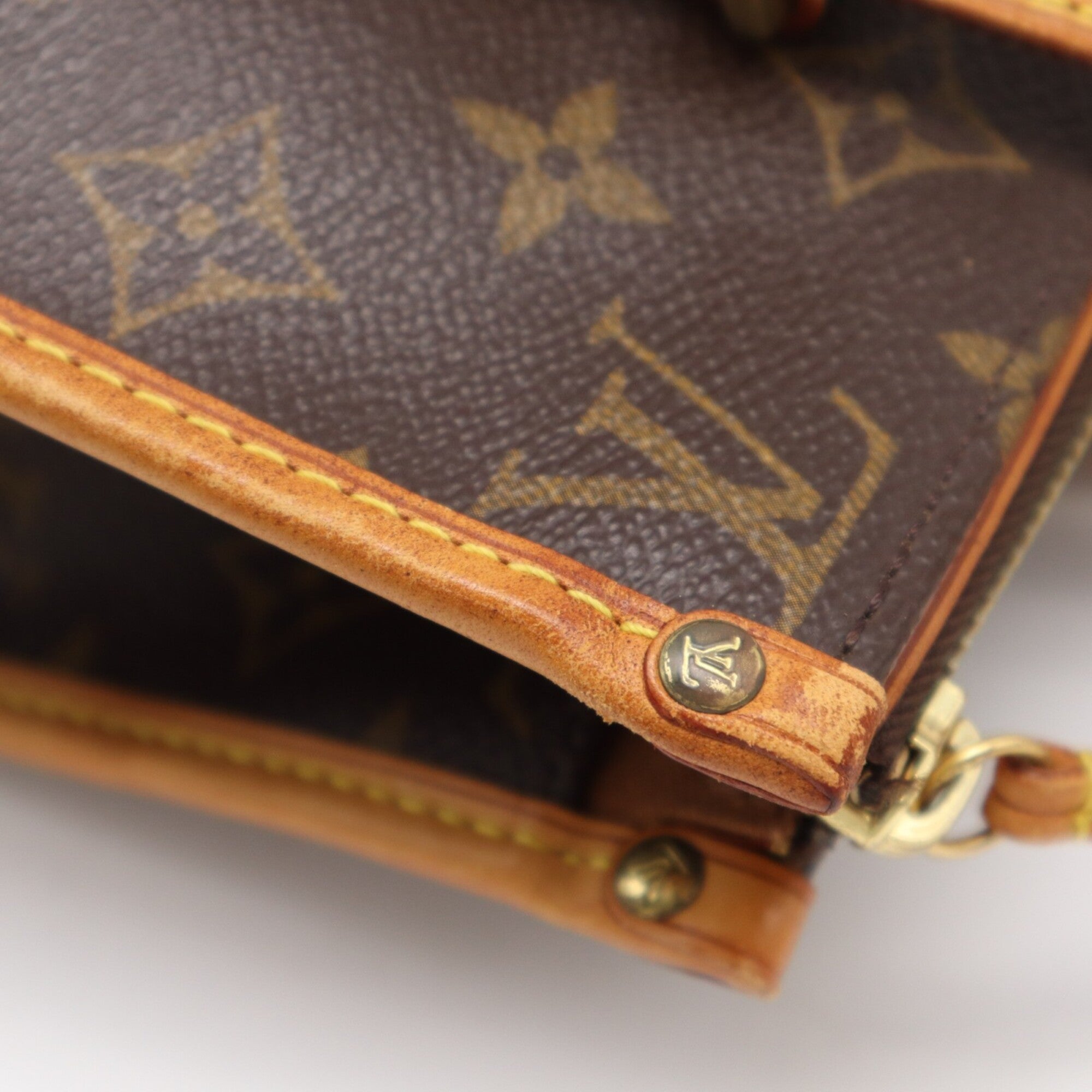 Louis Vuitton Monogram Beige Brown Coated Canvas Leather Handbag (Pre-Owned)