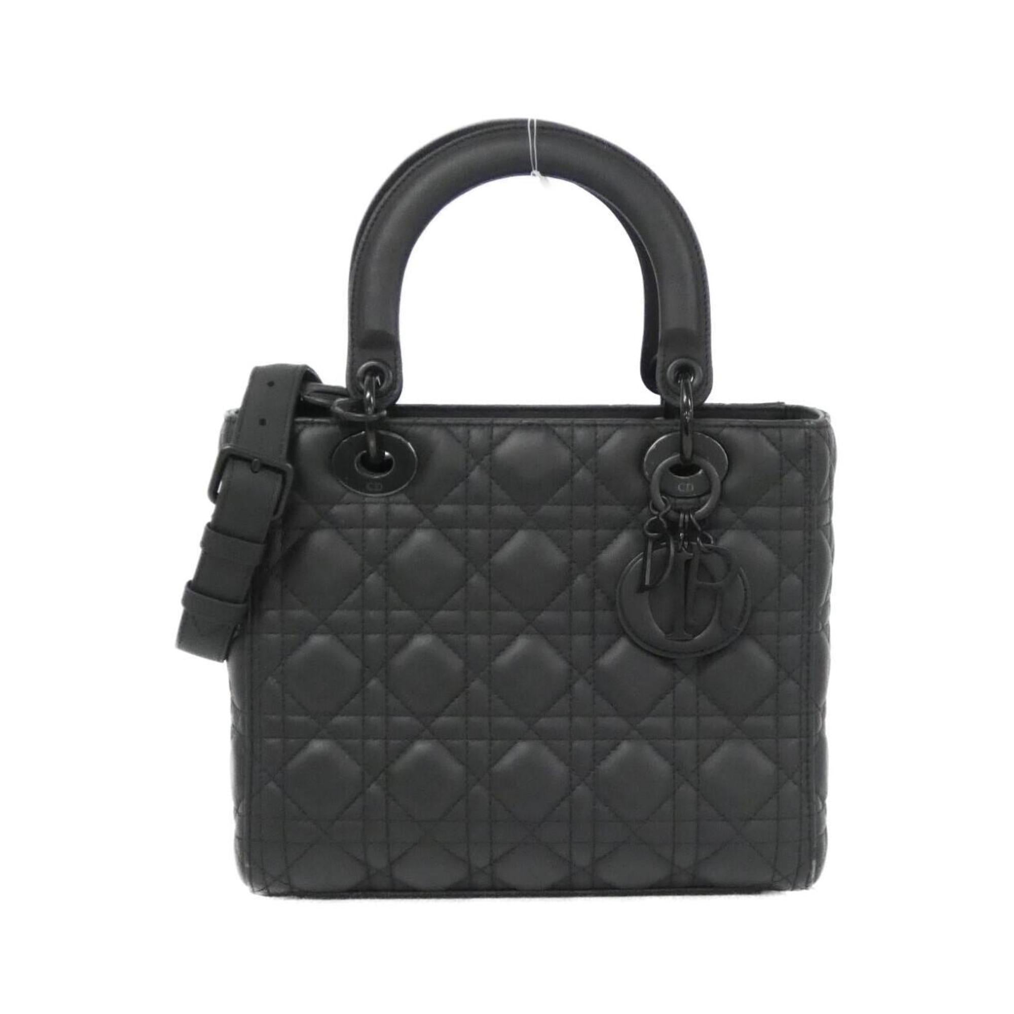 Christian Dior Lady Dior Black Leather Handbag (Pre-Owned)