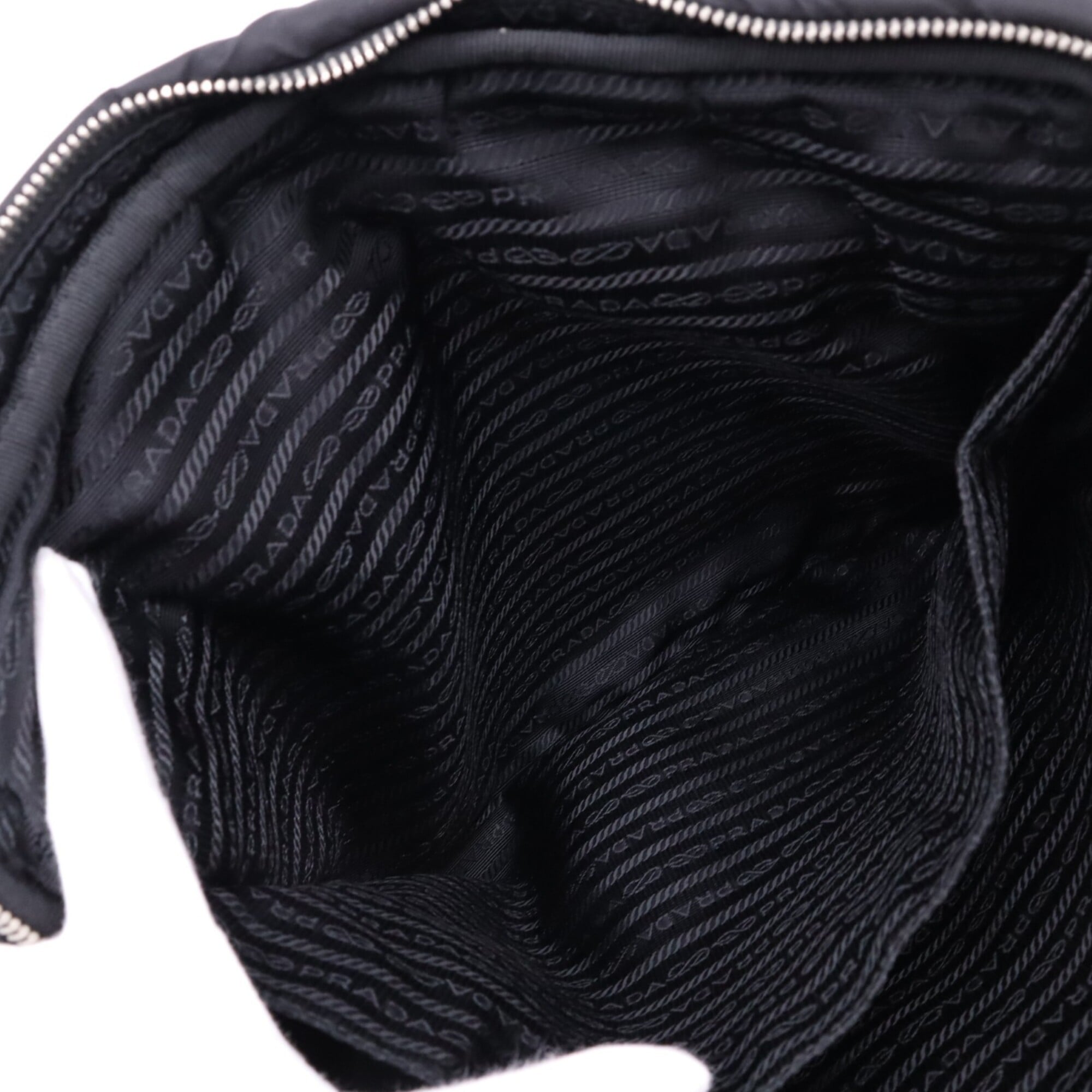 Prada Saffiano Black Nero Nylon Saffiano Clutch Bag Shoulder Bag (Pre-Owned)