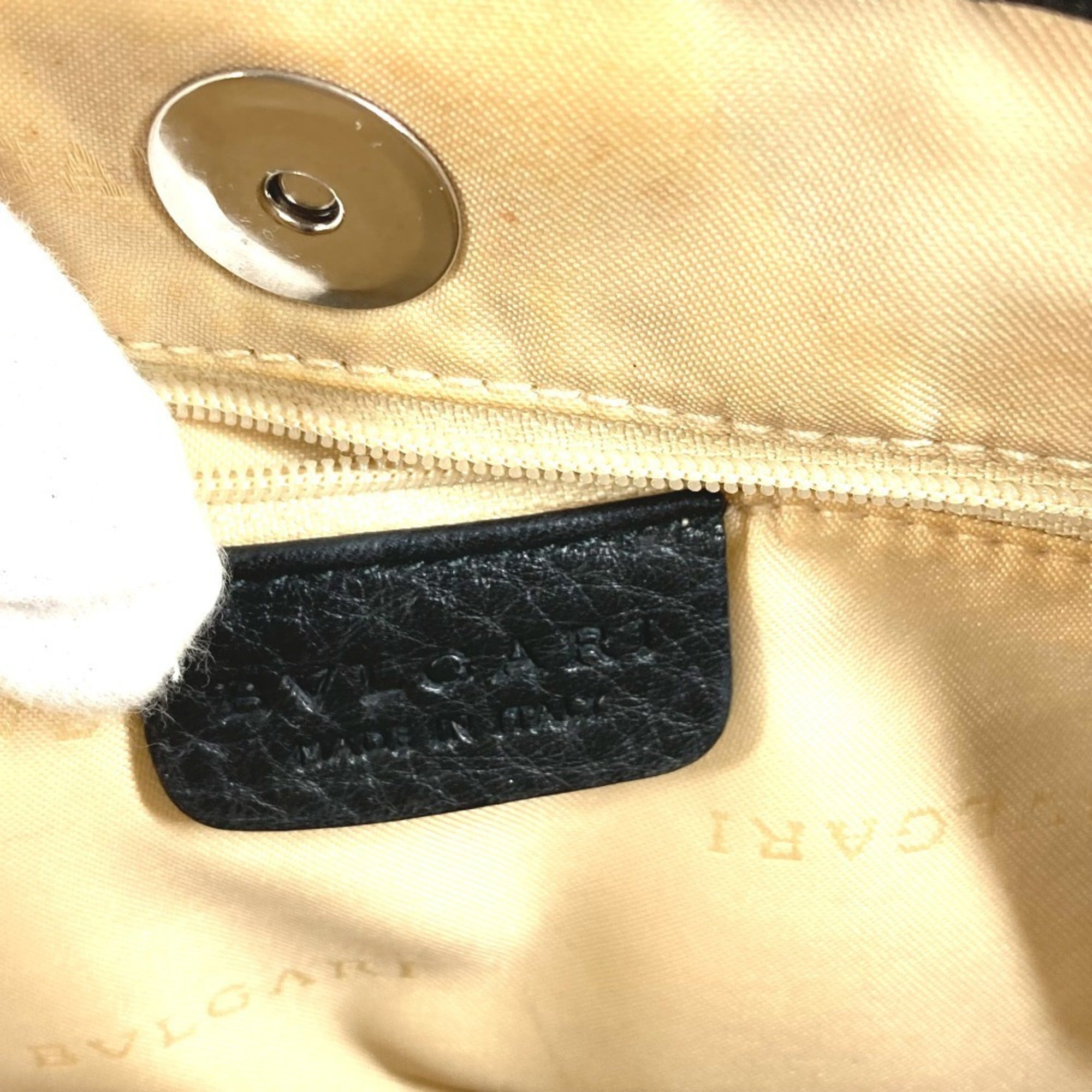 Bvlgari Black Leather Canvas Handbag Tote Bag (Pre-Owned)