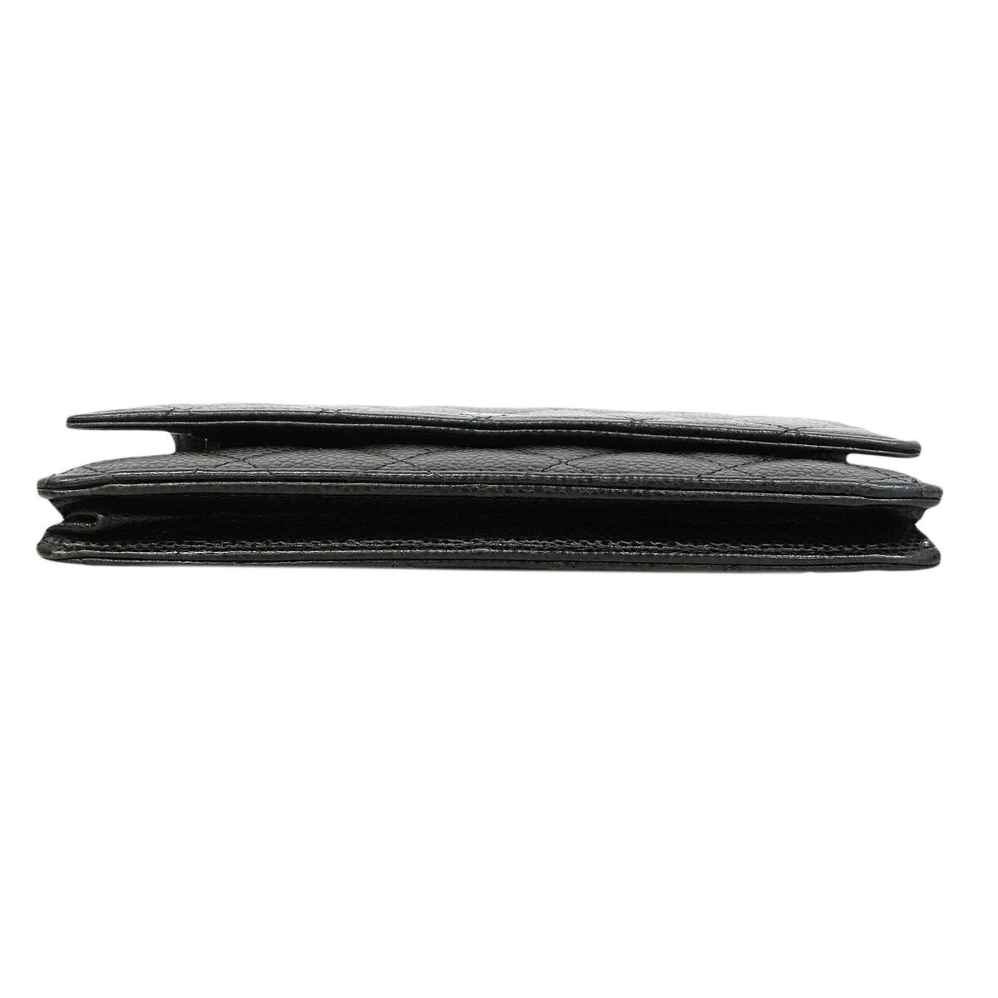 Chanel Black Grained Calfskin Chain/Shoulder Wallet (Pre-Owned)
