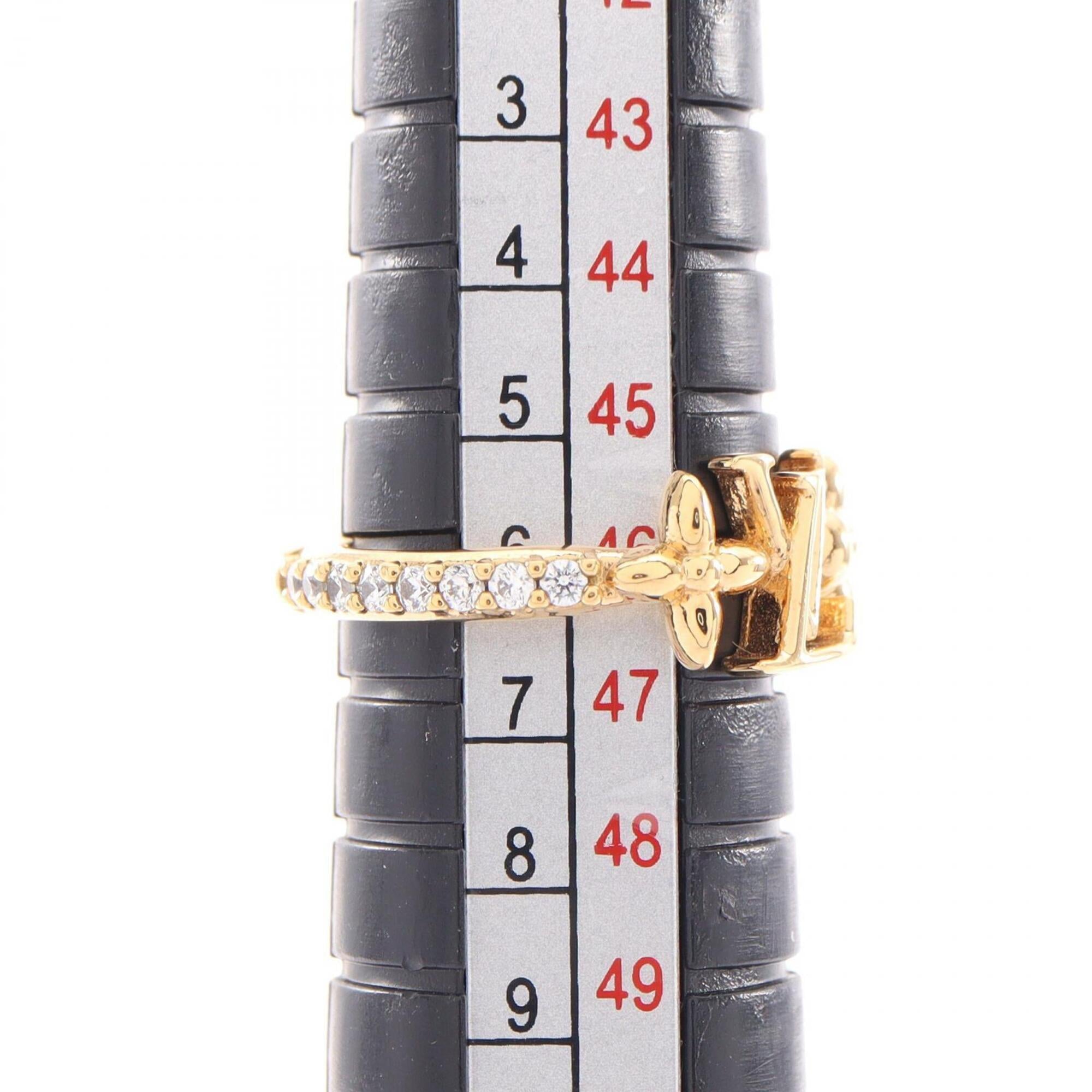 Louis Vuitton Gold Clear Gold Plating Rhinestone Band Ring (Pre-Owned)
