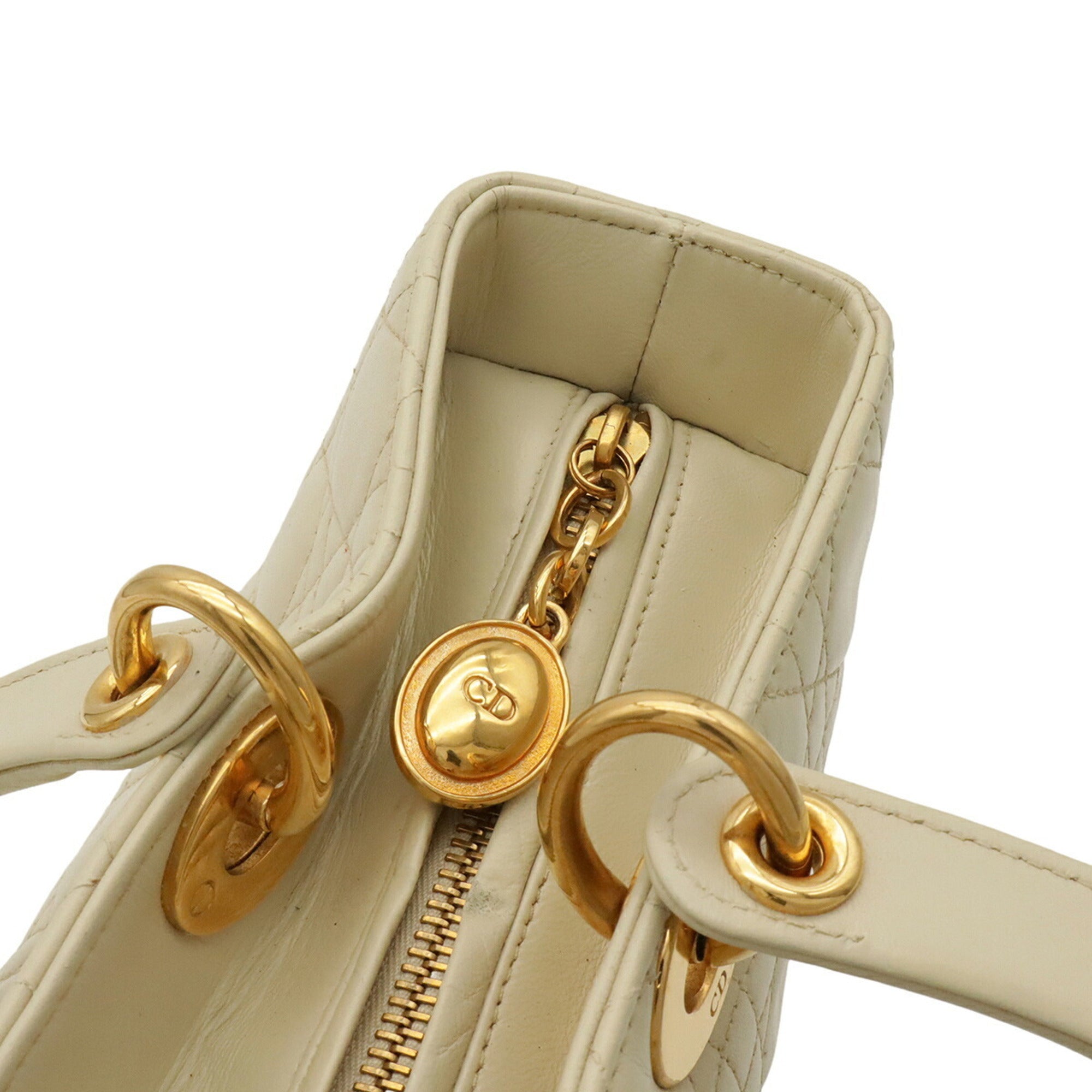 Christian Dior Cream Leather Handbag Shoulder Bag (Pre-Owned)