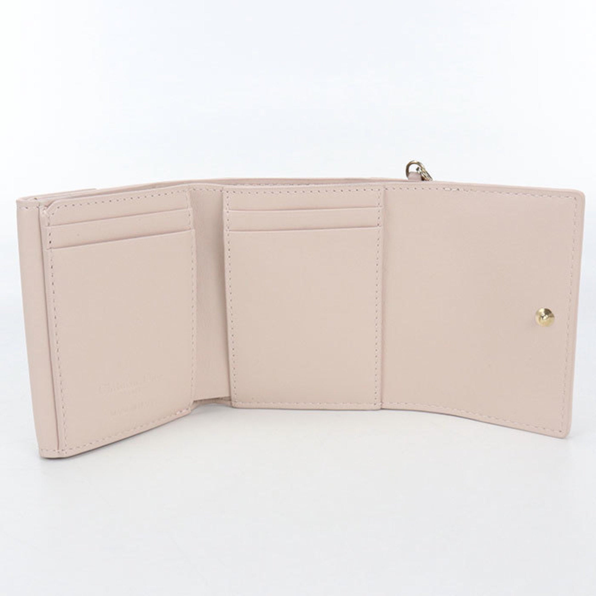 Christian Dior Lady Dior Pink Leather Wallet (Tri-Fold) (Pre-Owned)