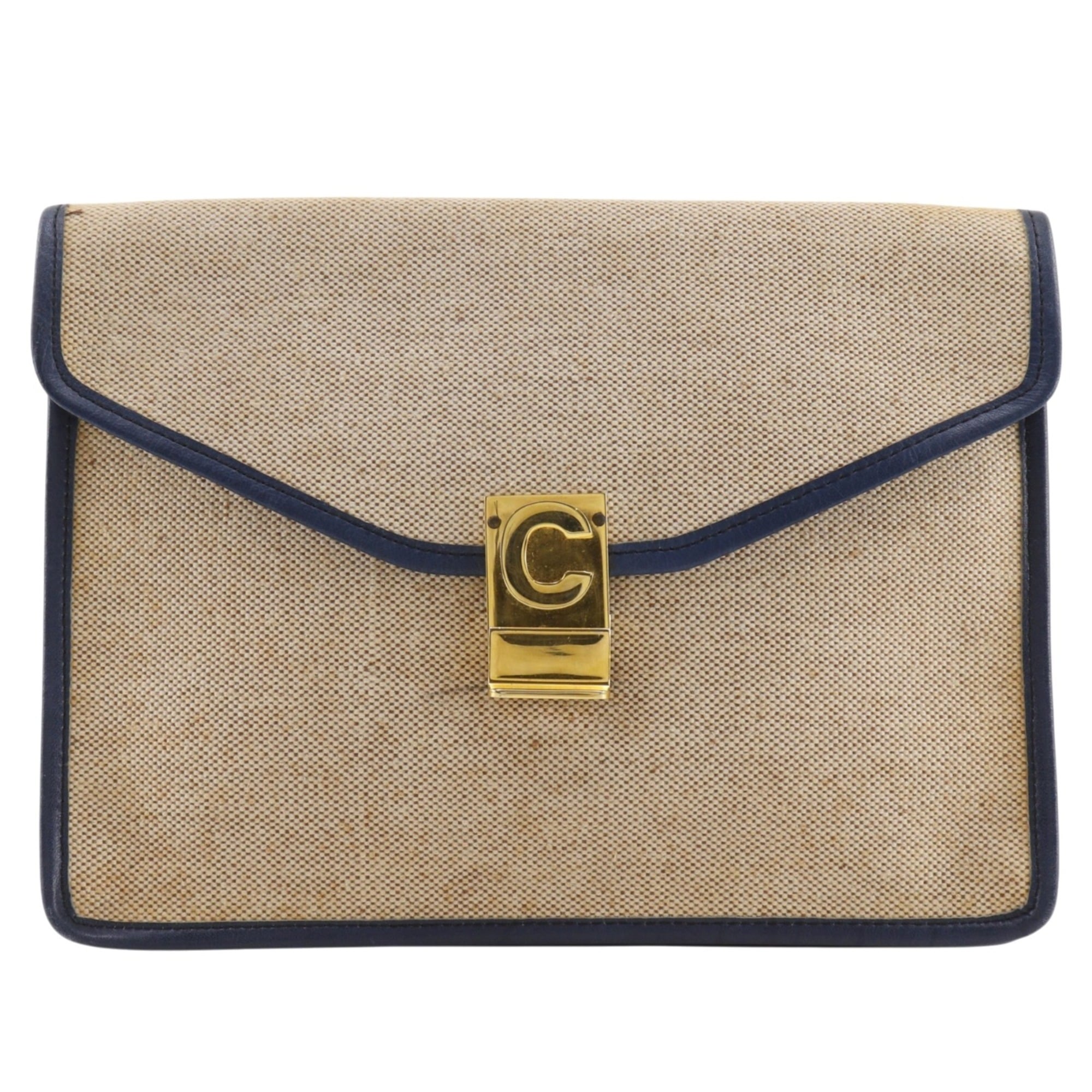 Celine Beige Canvas Clutch Bag (Pre-Owned)