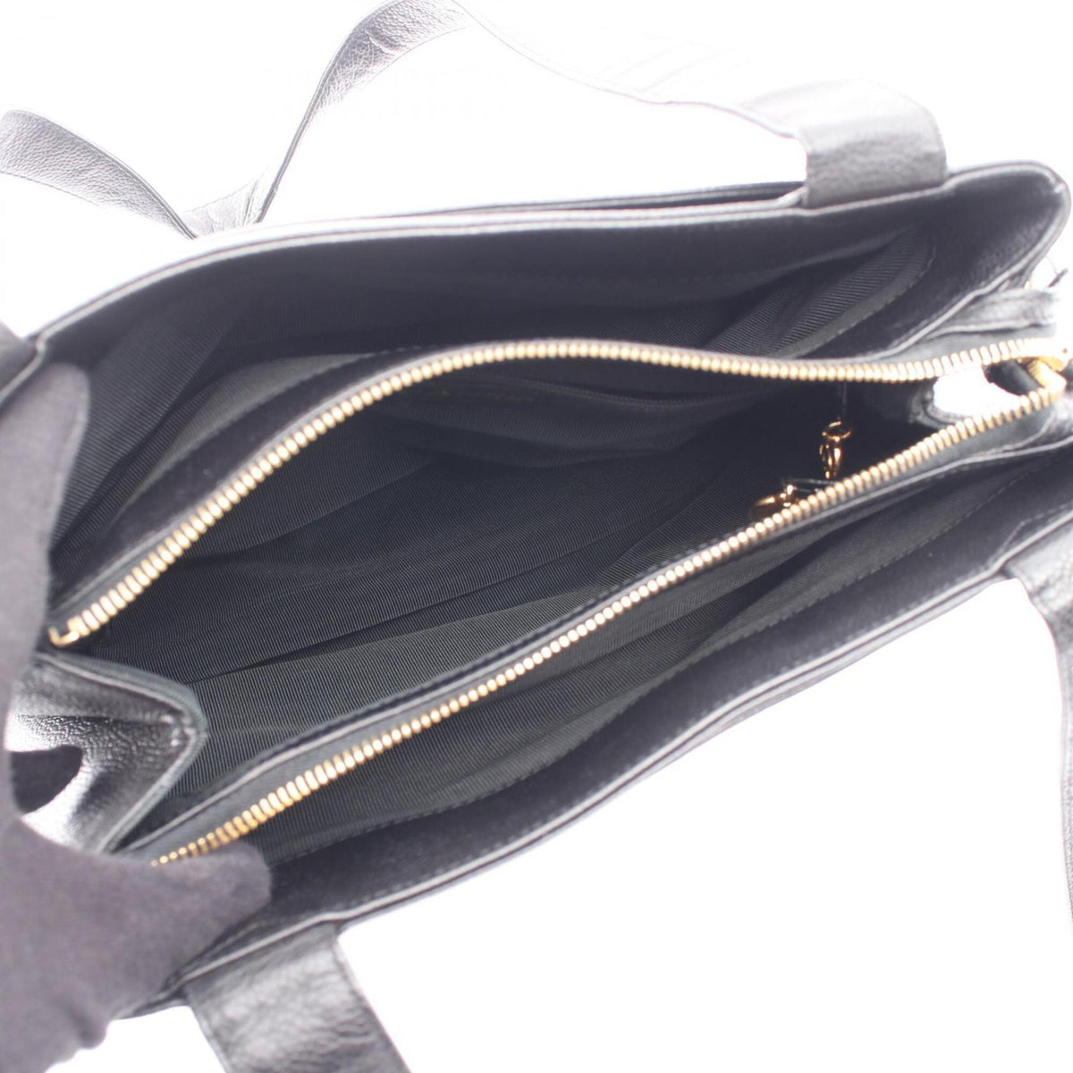 Chanel Black Leather Handbag Tote Bag (Pre-Owned)