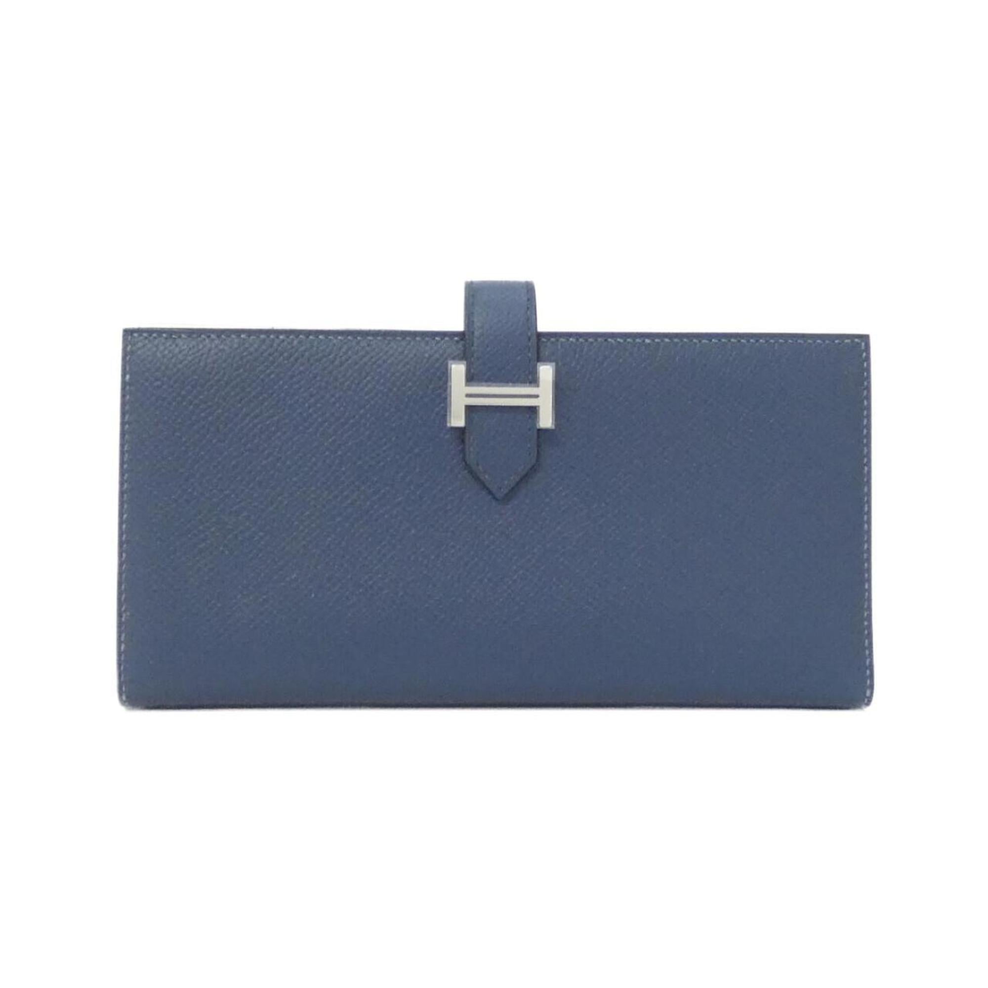 Hermes Blue Epsom Leather Long Wallet (Bi-Fold) (Pre-Owned)