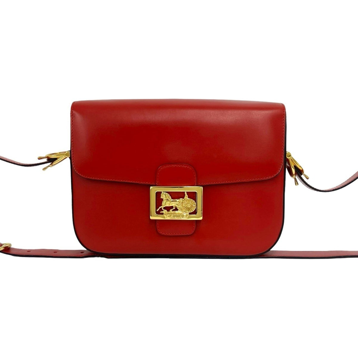 Celine Red Color Leather Pochette Shoulder Bag (Pre-Owned)