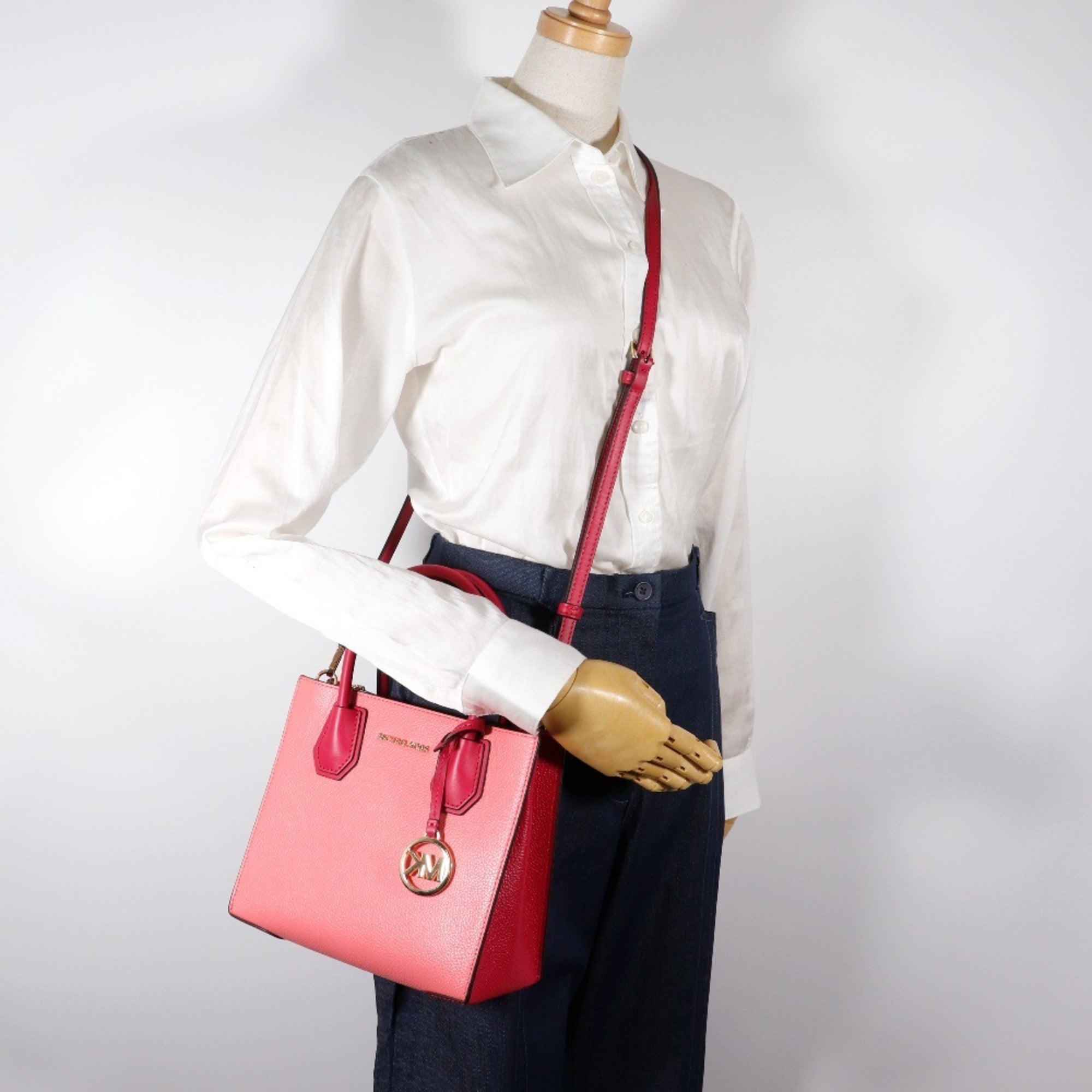 Michael Kors Pink Red Color Leather Handbag (Pre-Owned)