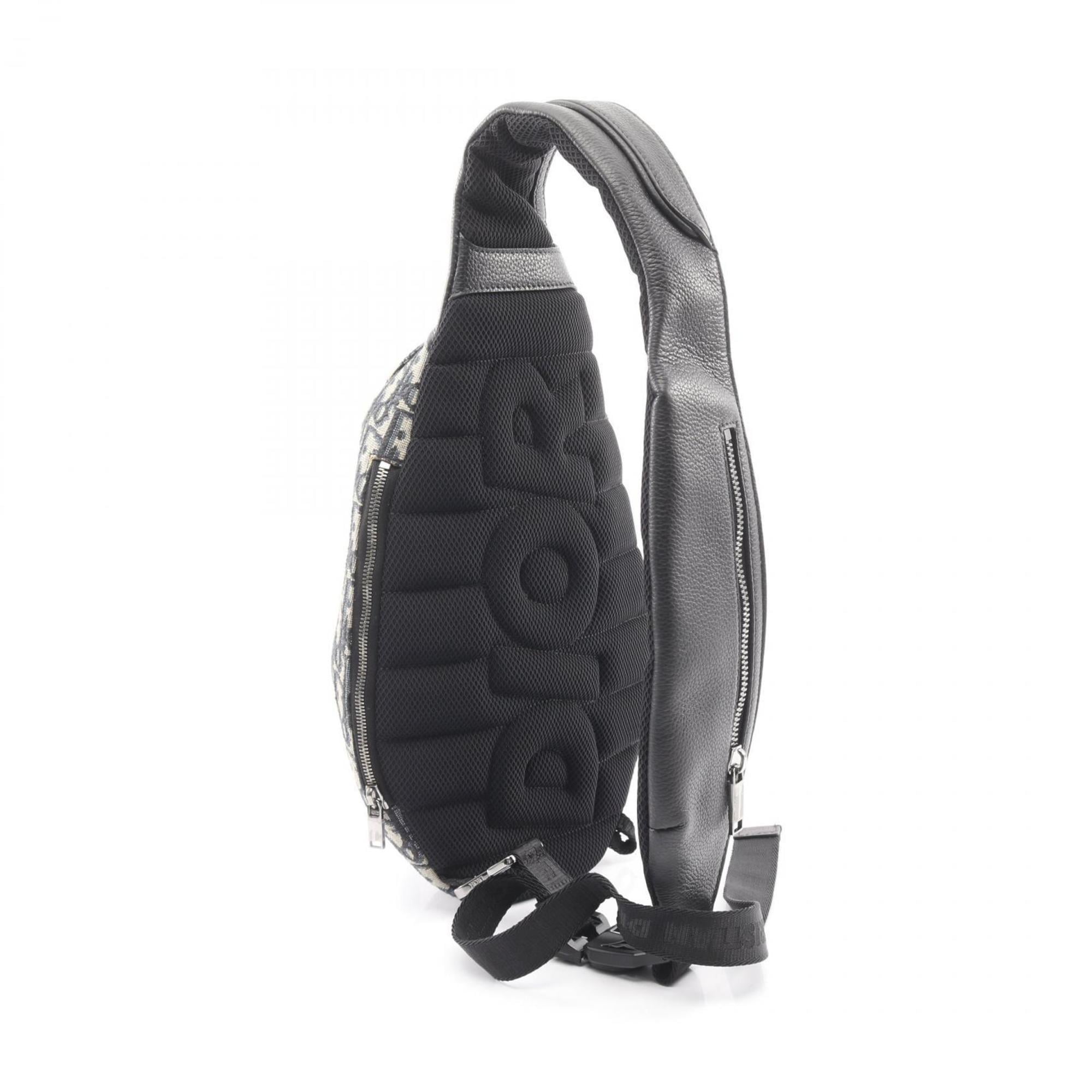 Christian Dior Beige Black Navy Canvas Leather Fanny Pack Sling Bag (Pre-Owned)