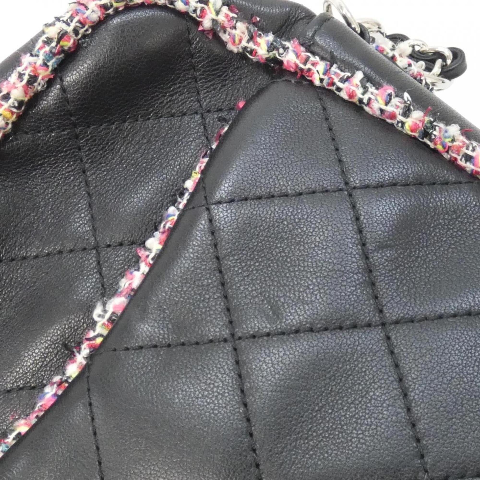 Chanel Black Multi-Color Tweed Leather Shoulder Bag (Pre-Owned)
