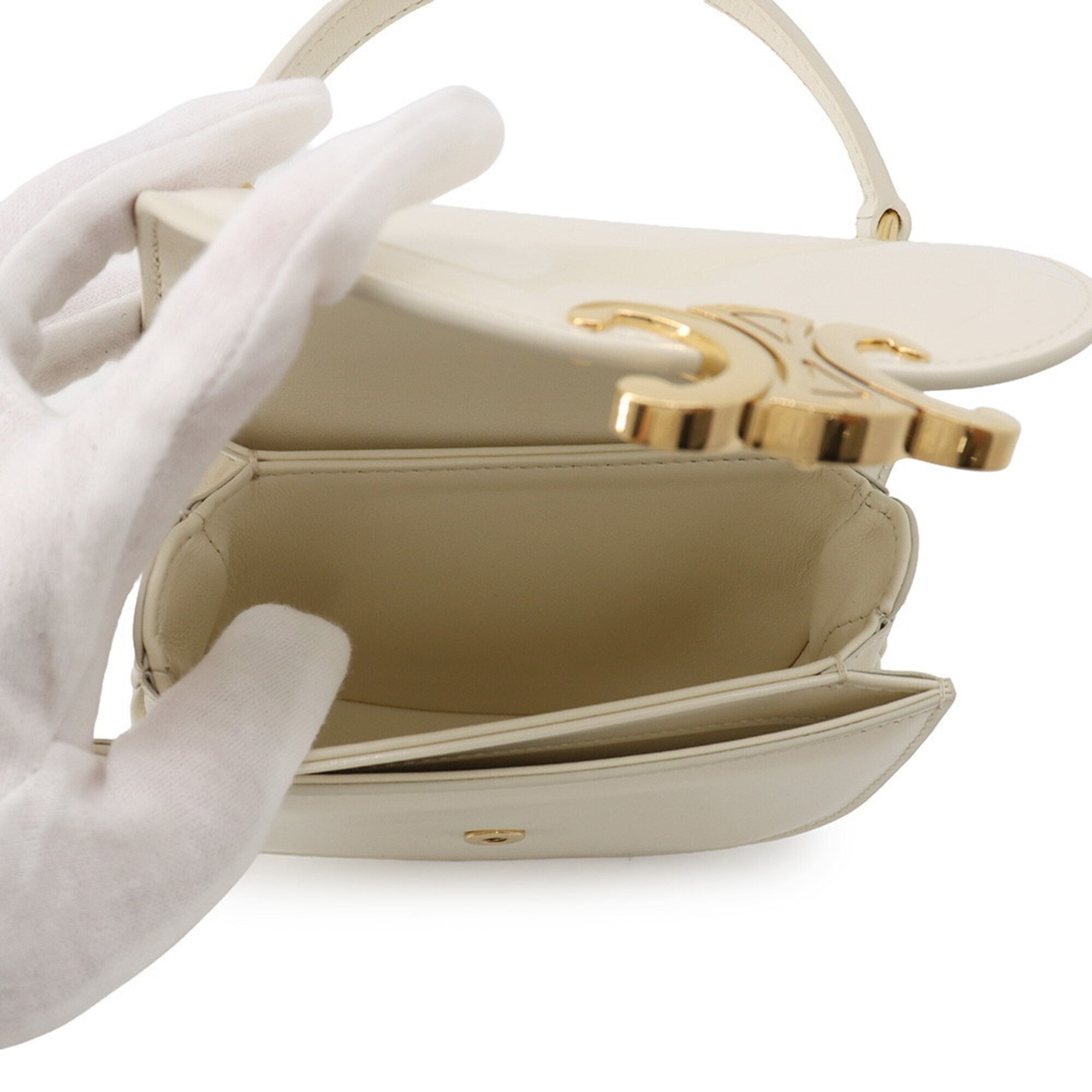Celine White Patent Leather Handbag Shoulder Bag (Pre-Owned)