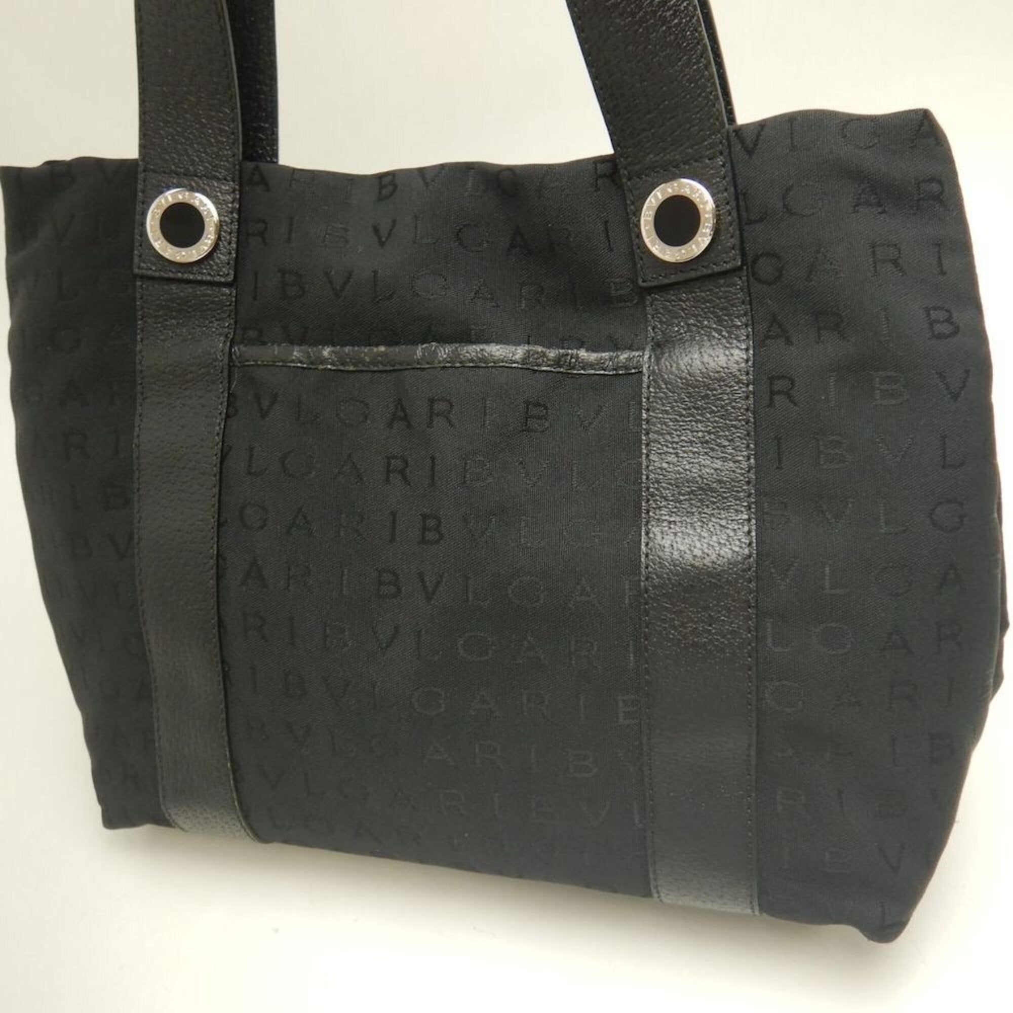 Bvlgari Logomania Black Canvas Tote Bag (Pre-Owned)