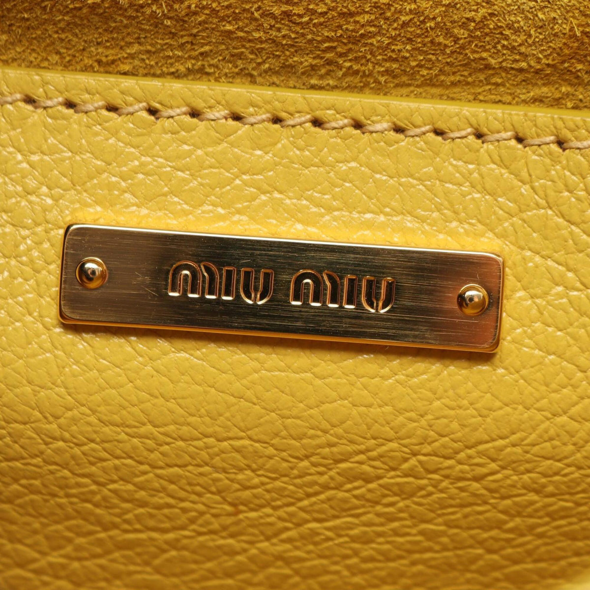 Miu Miu White Yellow Leather Handbag Shoulder Bag (Pre-Owned)
