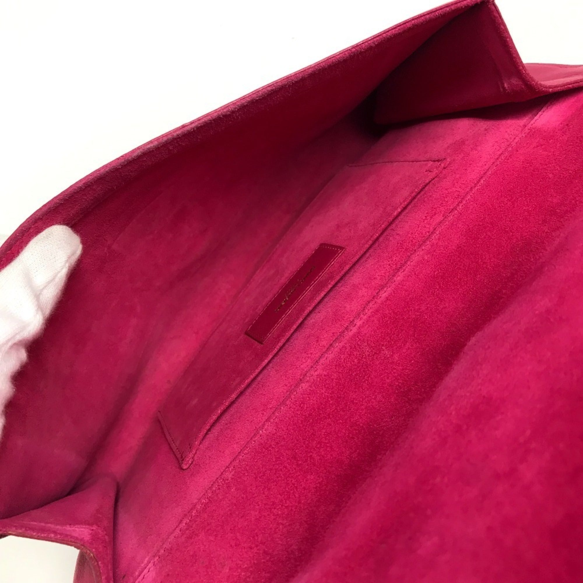 Yves Saint Laurent Pink Leather Clutch Bag Handbag (Pre-Owned)