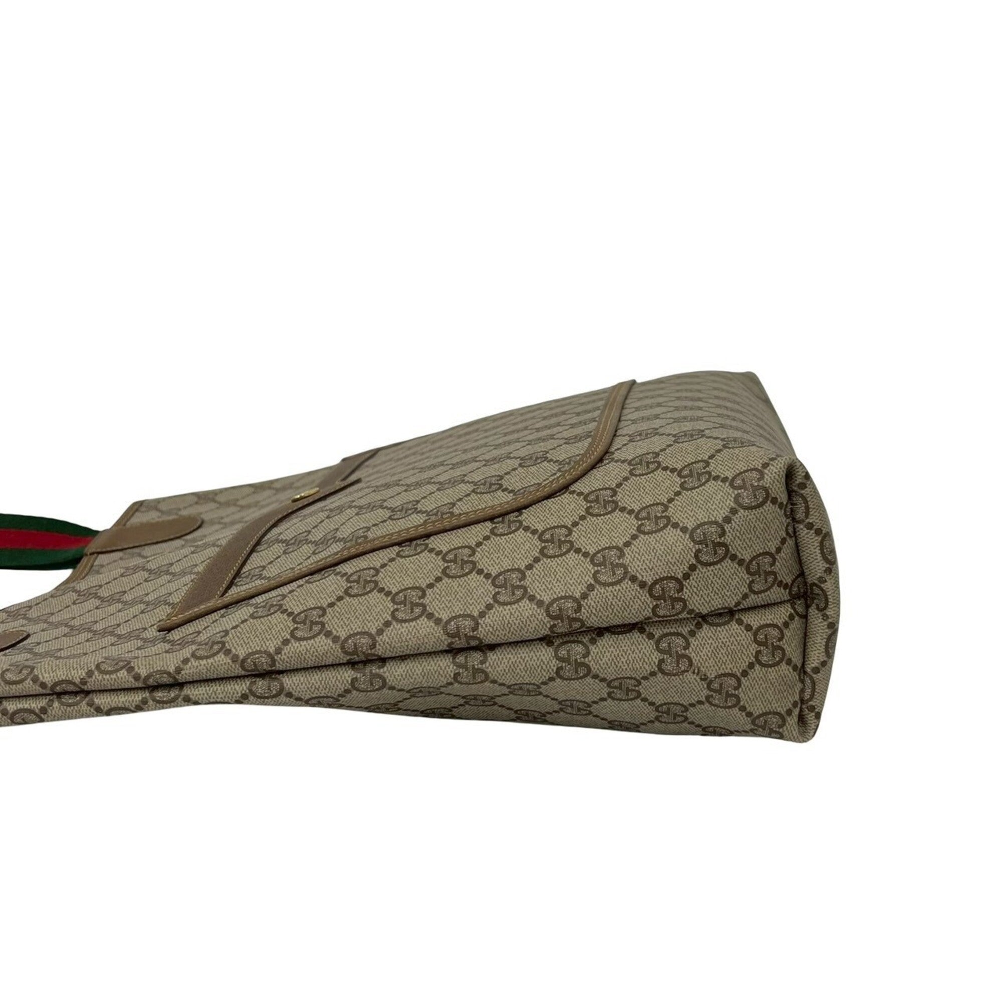 Gucci Brown Green Red Color Leather Pvc Shoulder Bag Tote Bag (Pre-Owned)