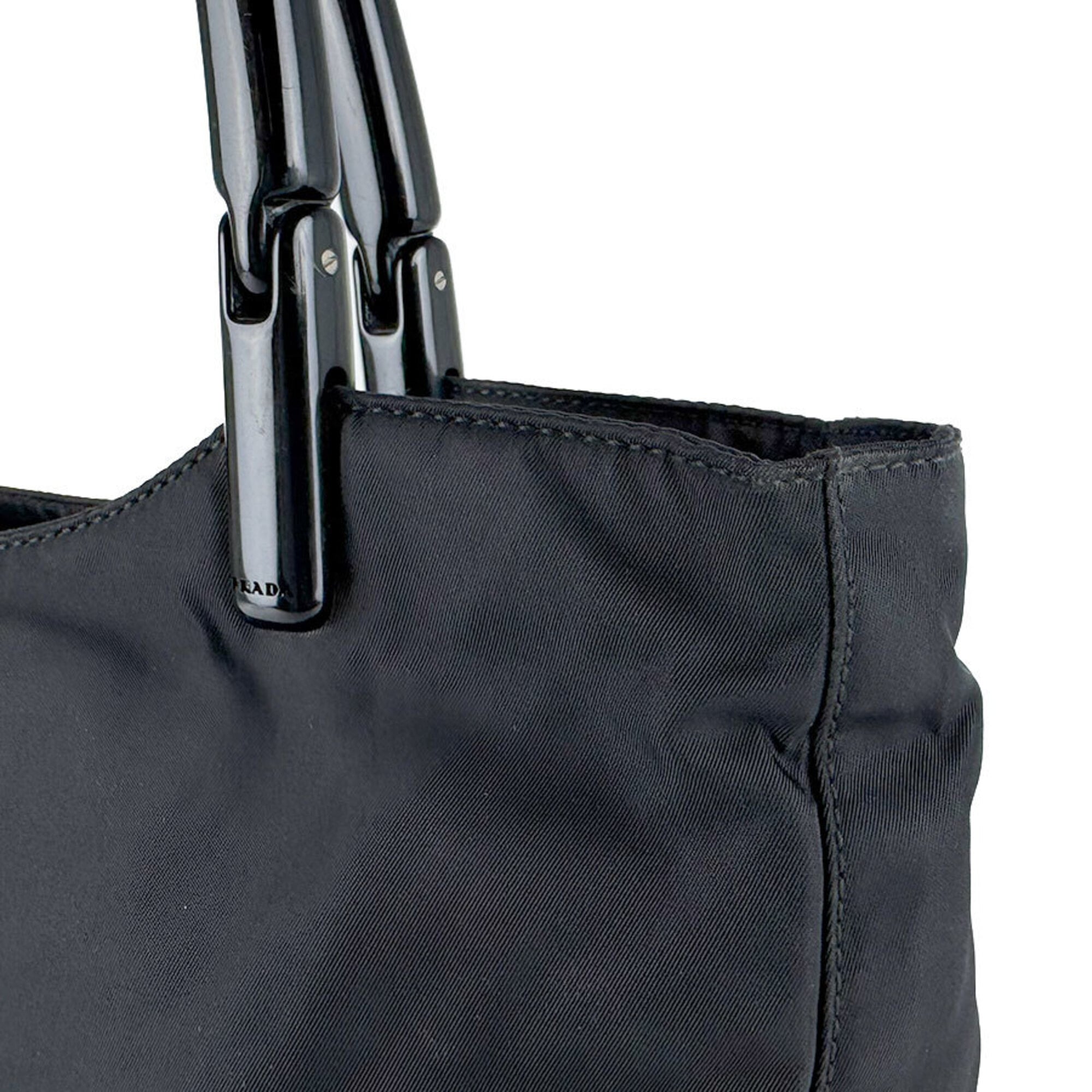Prada Black Nylon Plastic Shoulder Bag Tote Bag (Pre-Owned)