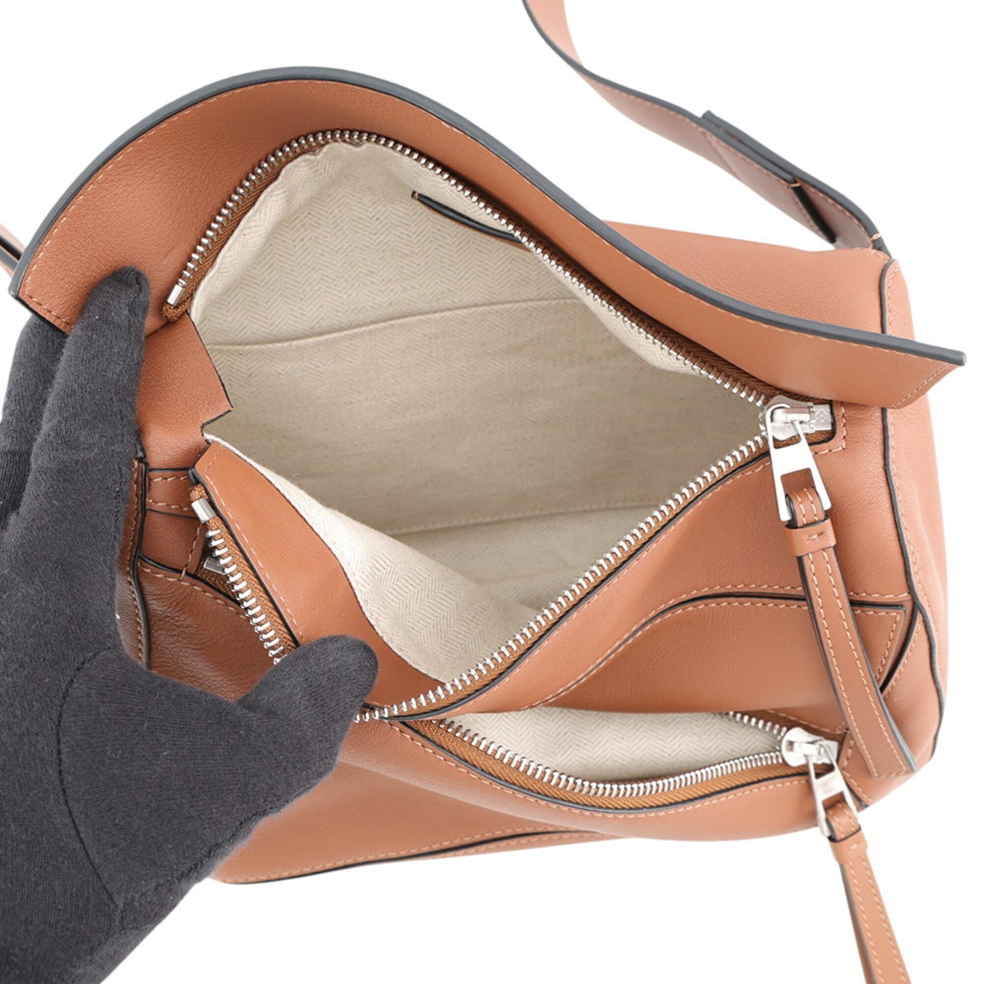 Loewe Puzzle Brown Leather Handbag Sling Bag (Pre-Owned)