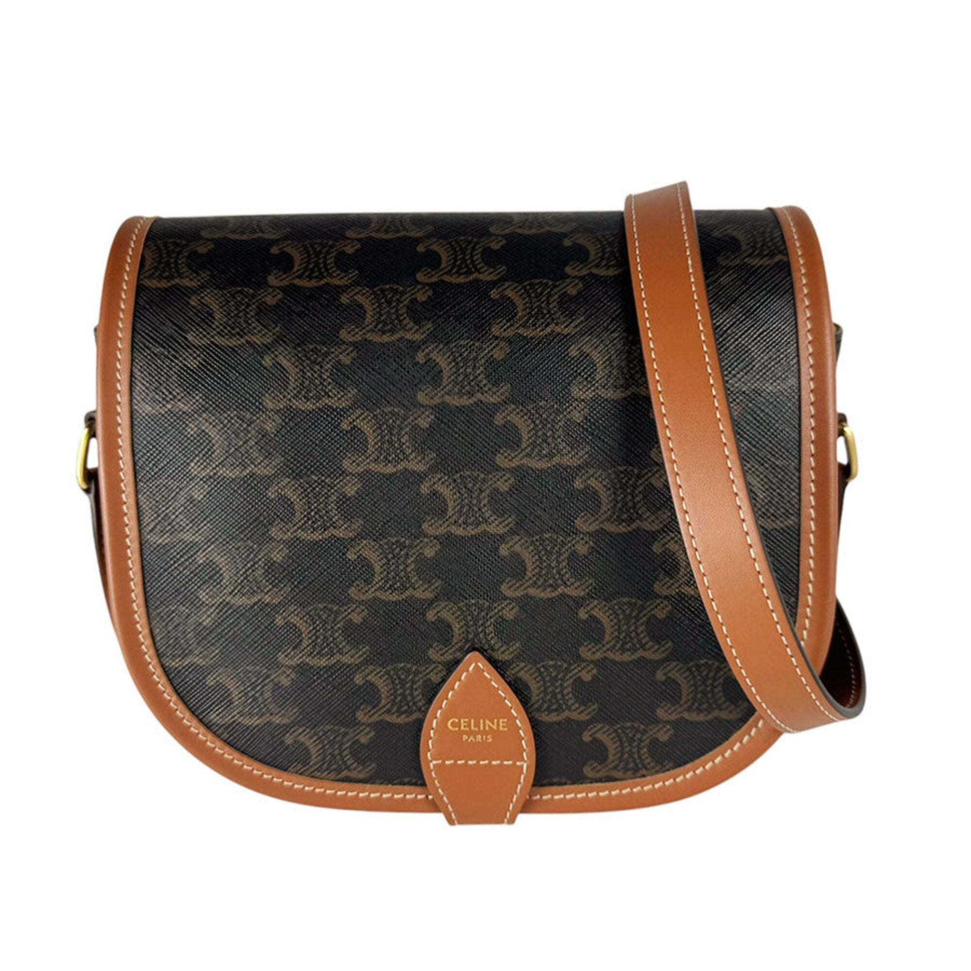 Celine Brown Coated Canvas Shoulder Bag (Pre-Owned)