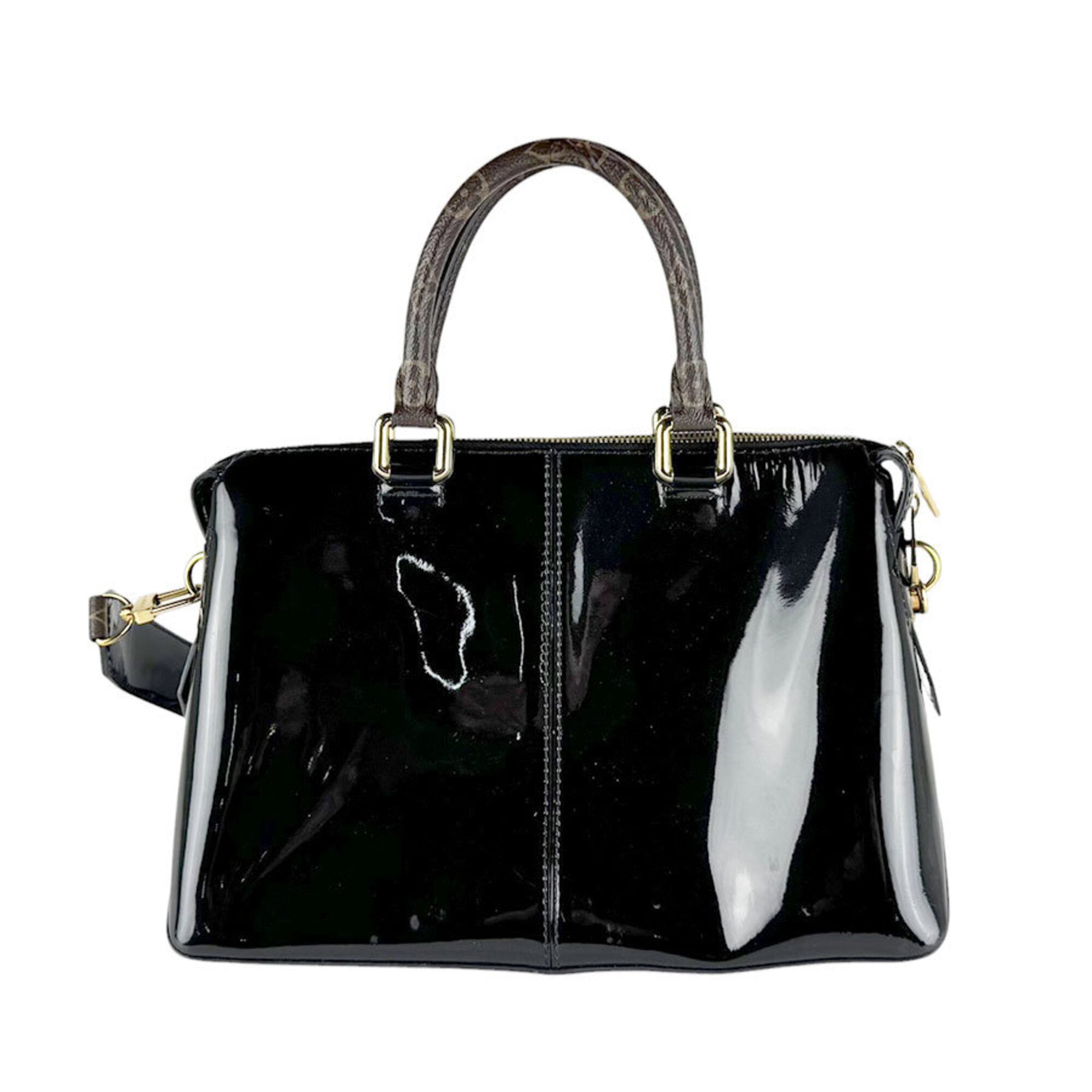 Louis Vuitton Black Brown Monogram Patent Leather Monogram Handbag Shoulder Bag (Pre-Owned)