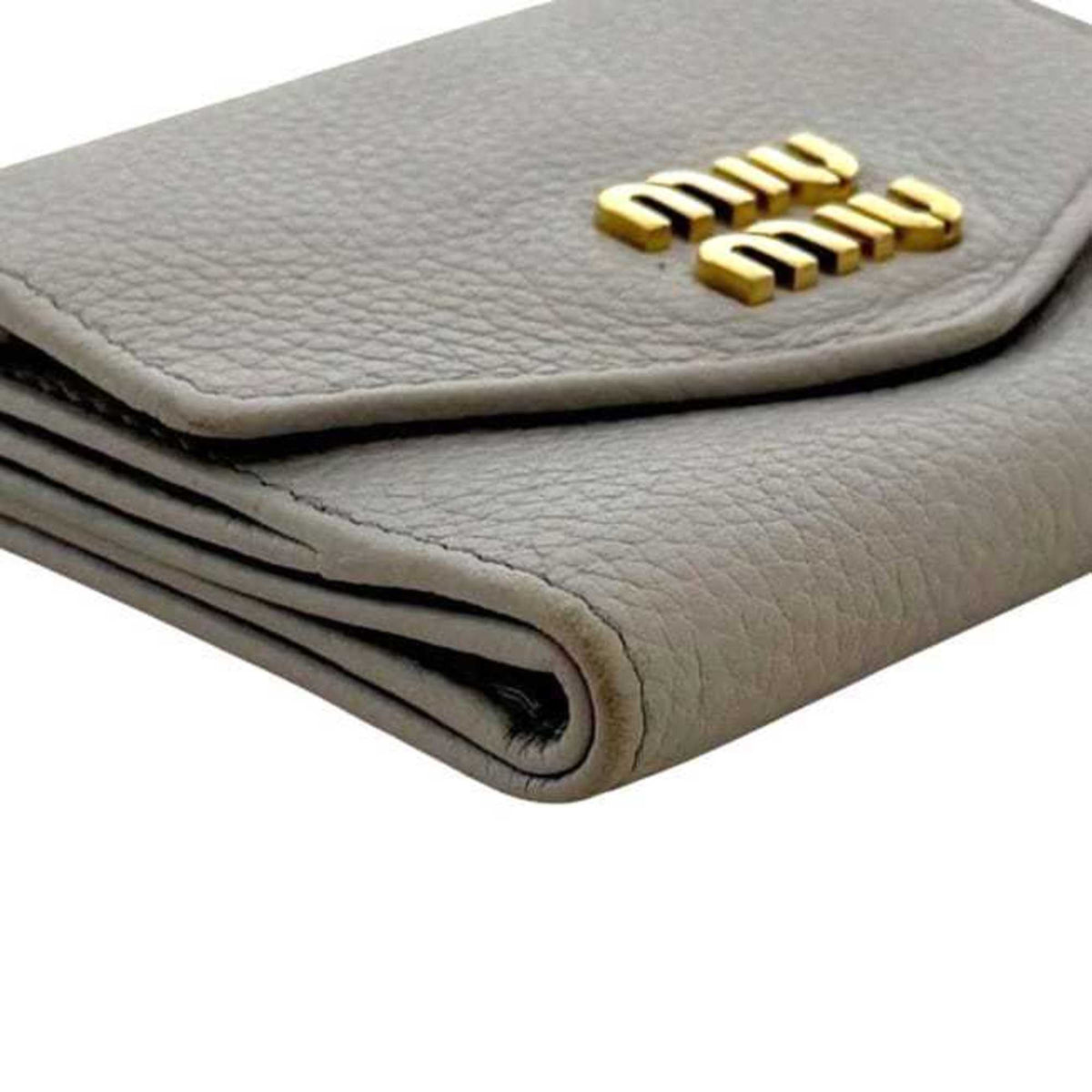 Miu Miu Gray Leather Wallet (Tri-Fold) (Pre-Owned)