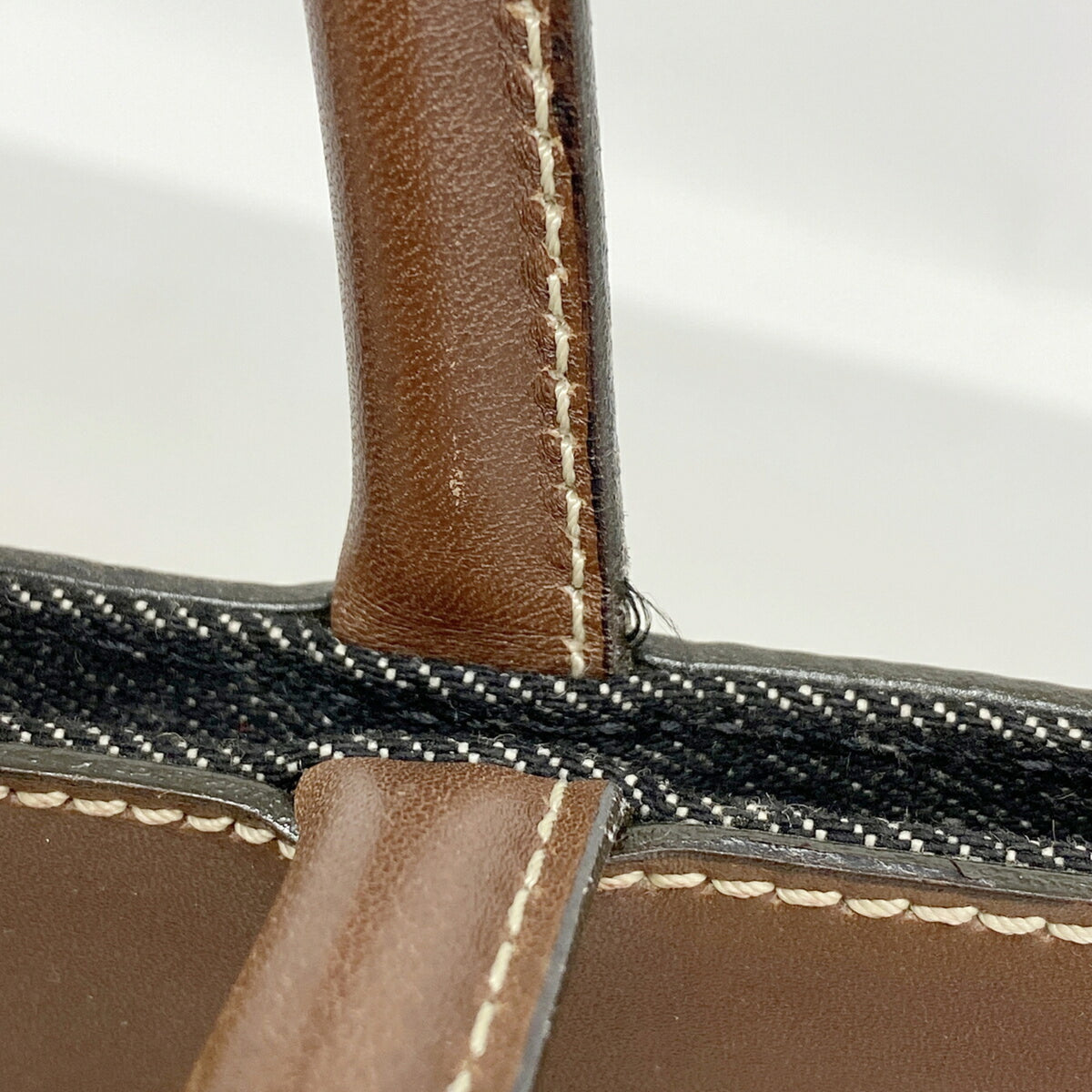 Chanel Black Brown Denim Leather Tote Bag (Pre-Owned)