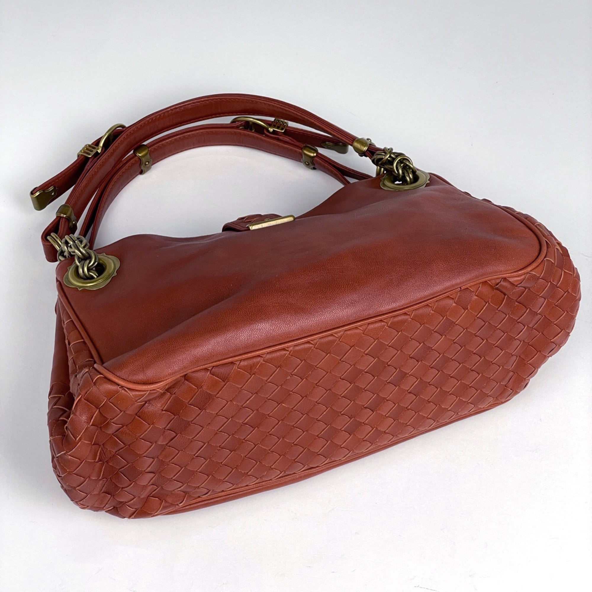 Bottega Veneta Brown Leather Handbag Shoulder Bag (Pre-Owned)