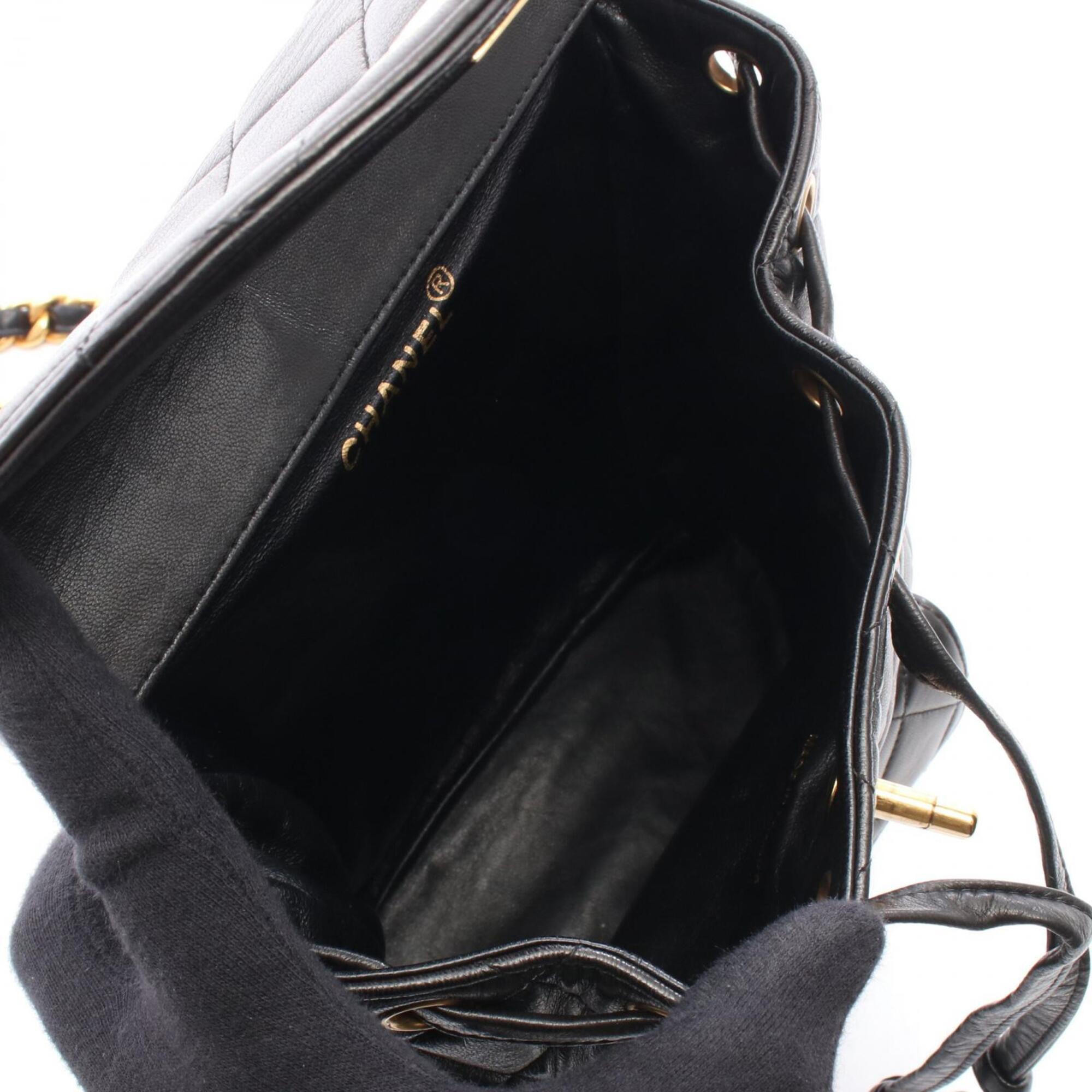 Chanel Black Leather Backpack Handbag (Pre-Owned)
