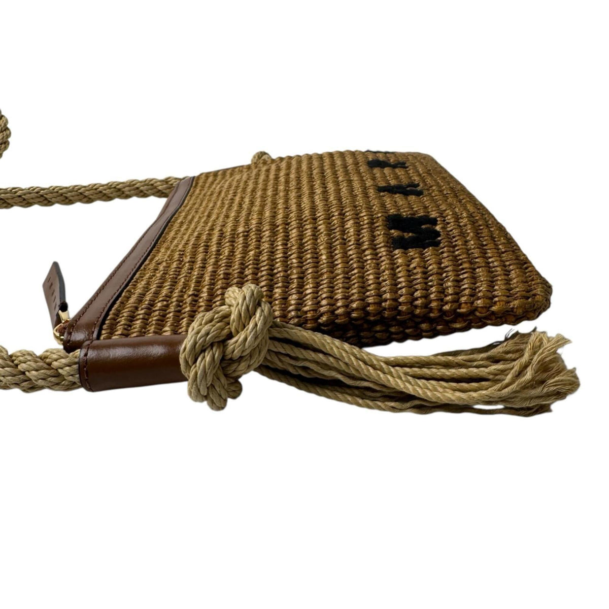 Marni Brown Raffia Cotton Leather Shoulder Bag (Pre-Owned)