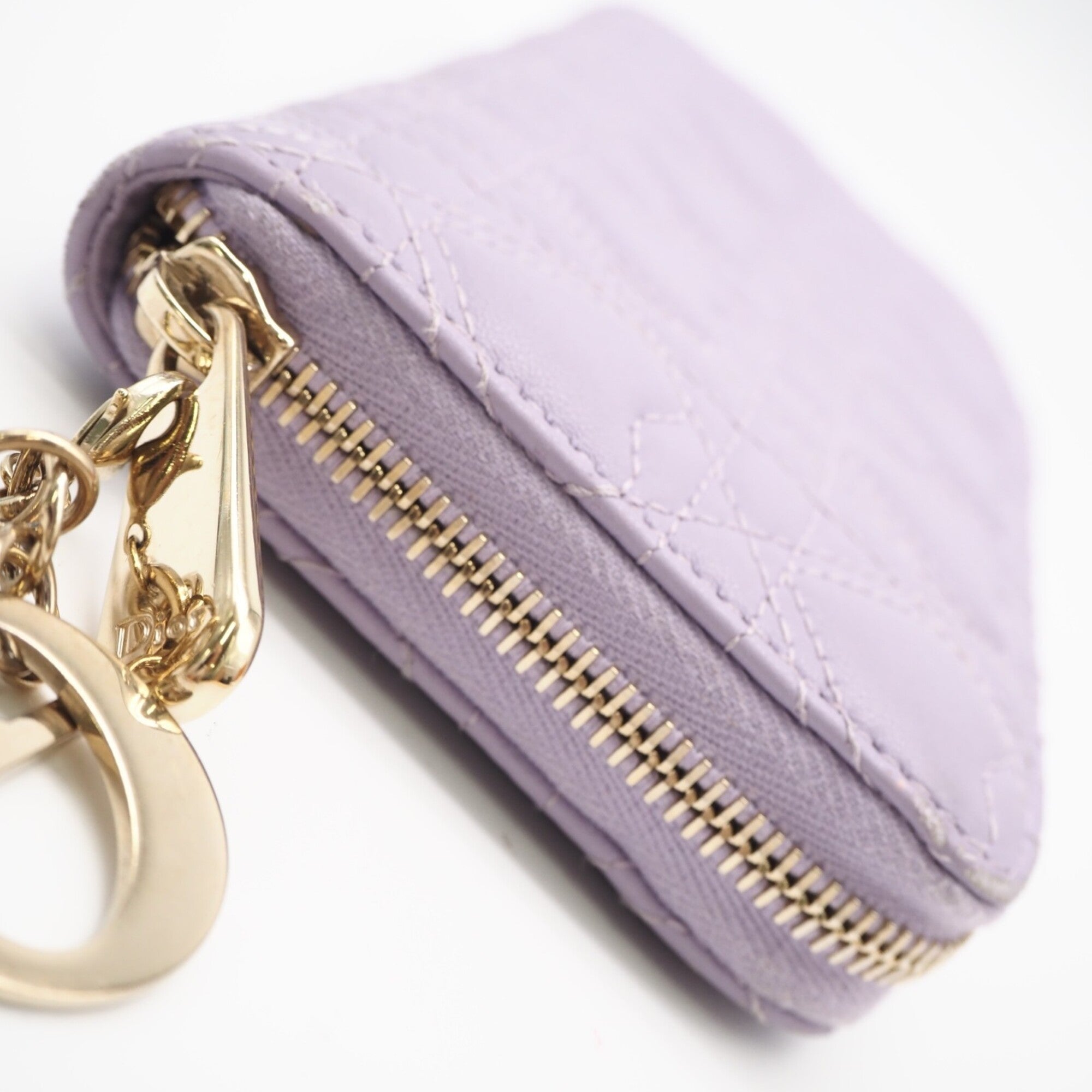 Christian Dior Lady Dior Purple Leather Long Wallet (Bi-Fold) (Pre-Owned)