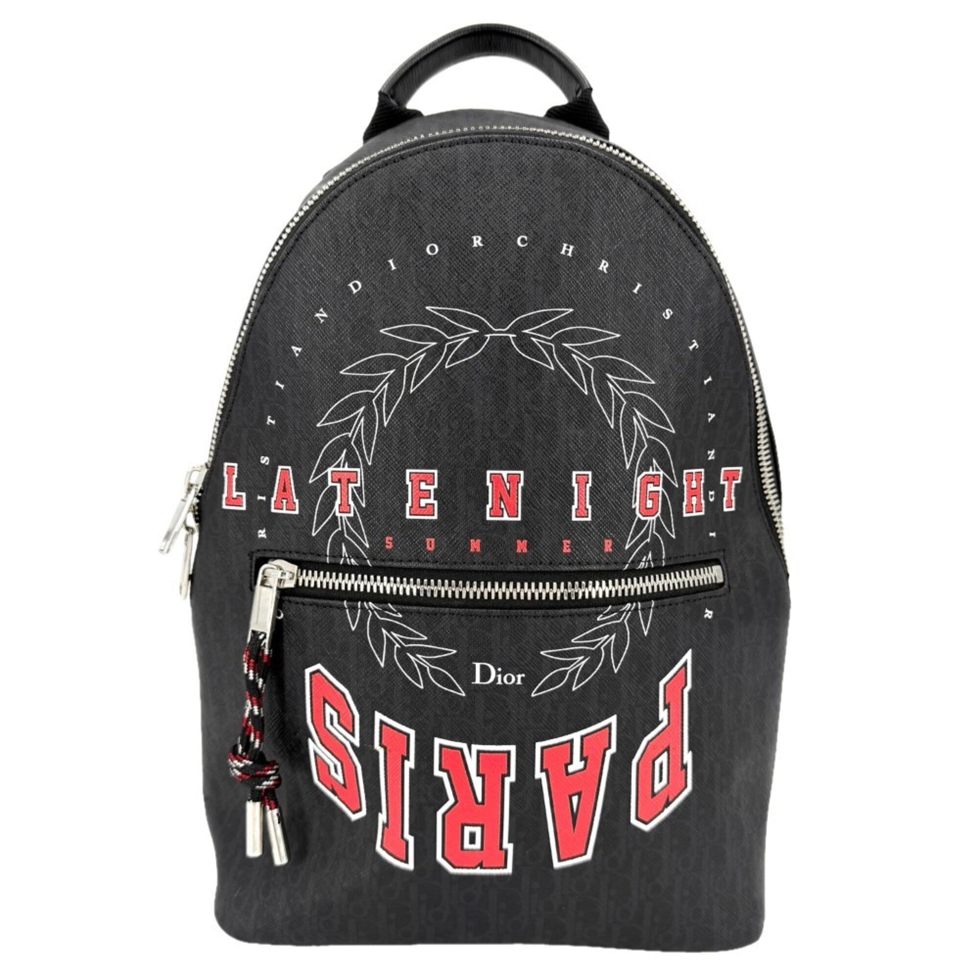Dior Homme Black Red Color Leather Backpack (Pre-Owned)