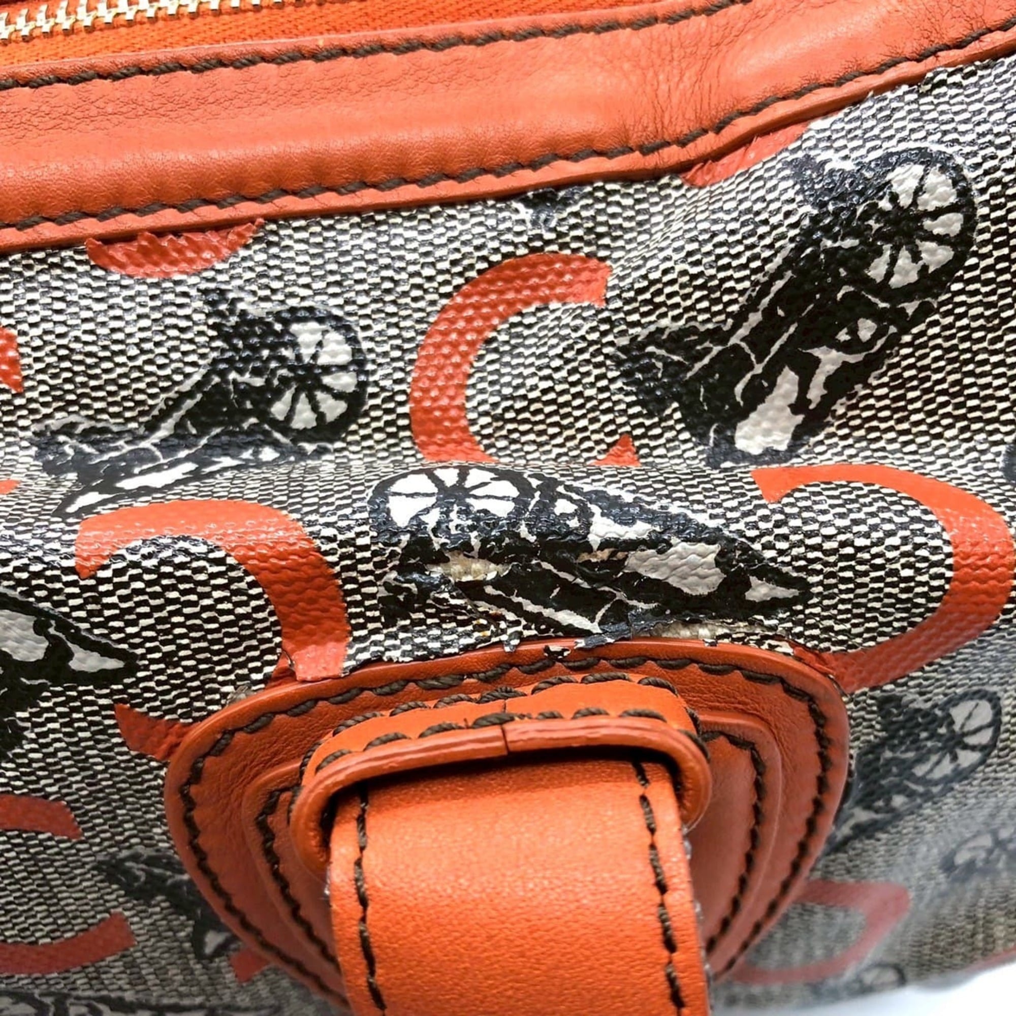 Celine Orange Canvas Leather Handbag (Pre-Owned)