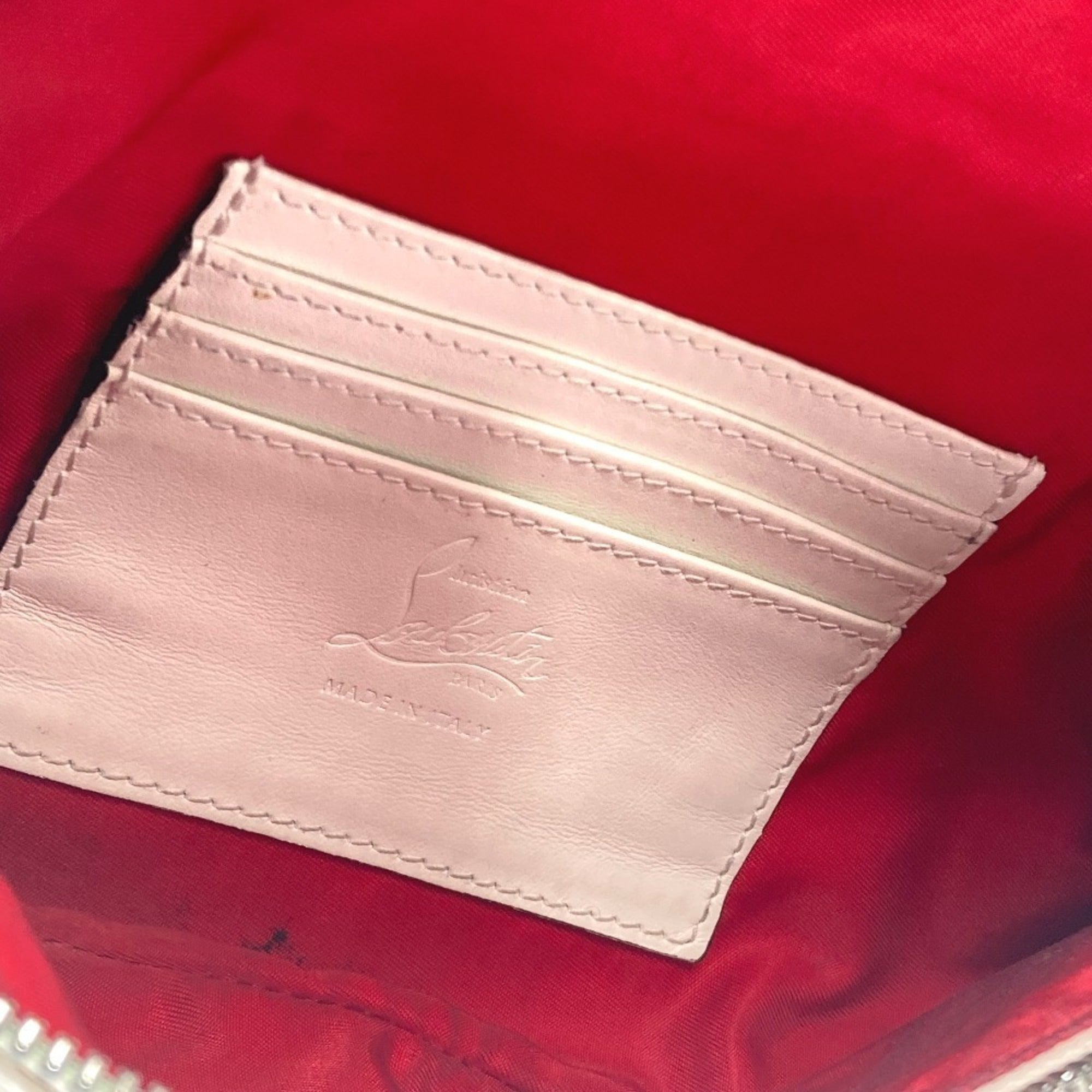 Christian Louboutin Red Color White Leather Shoulder Bag Sling Bag (Pre-Owned)