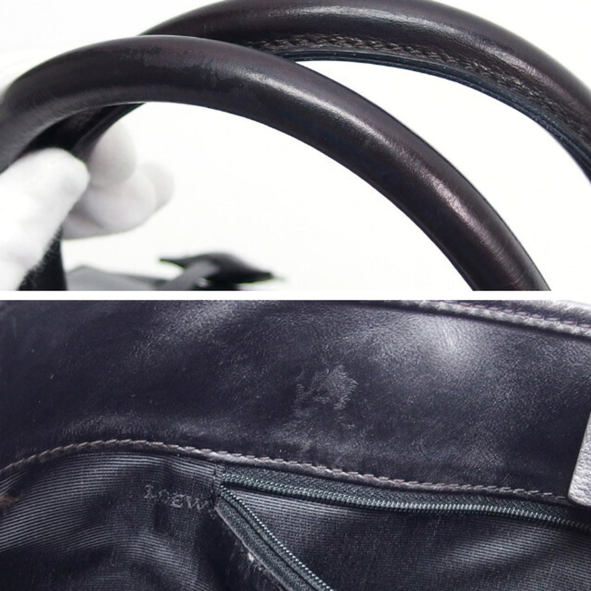 Loewe Amazona Black Leather Handbag Tote Bag (Pre-Owned)