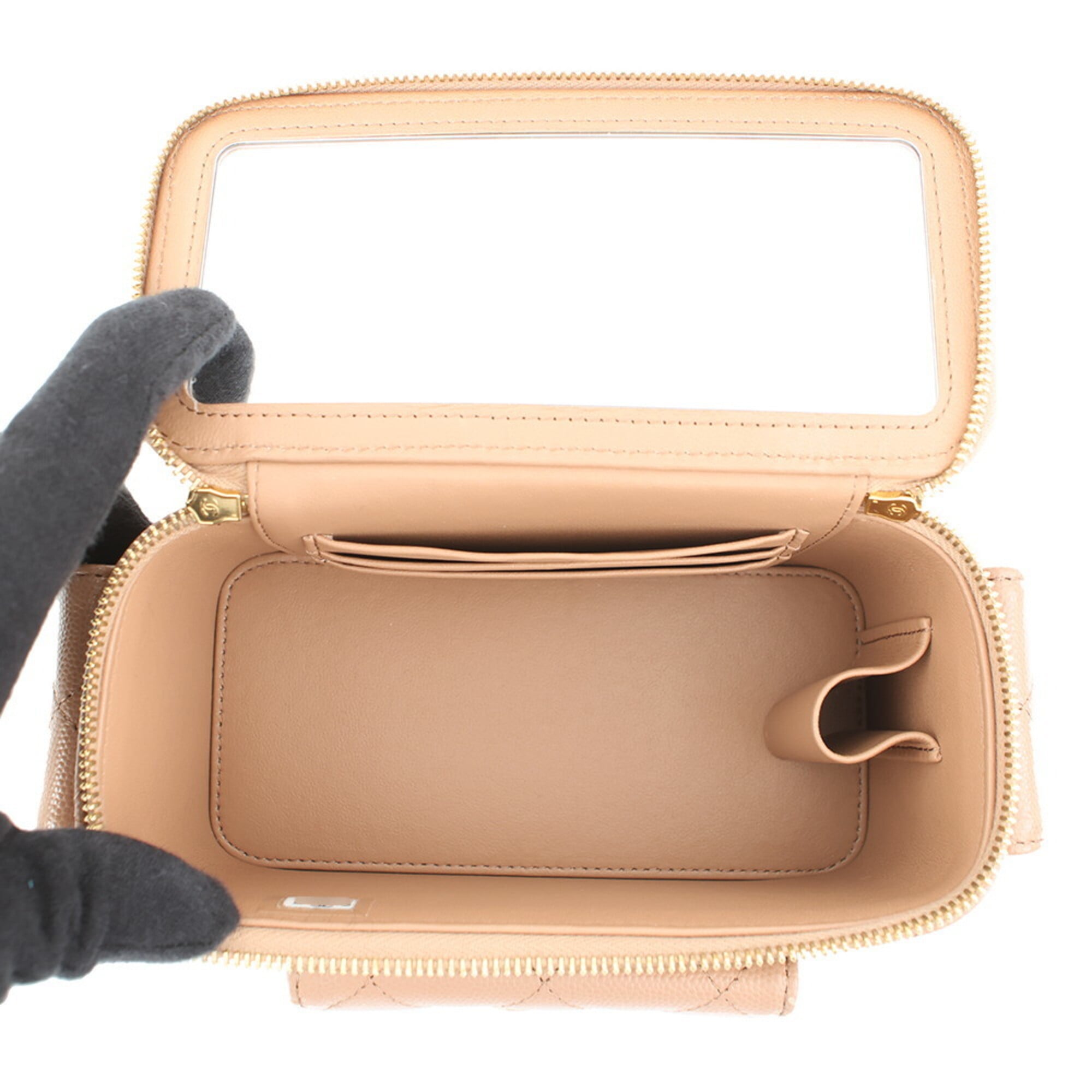 Chanel Pink Beige Grained Calfskin Shoulder Bag Vanity Bag (Pre-Owned)