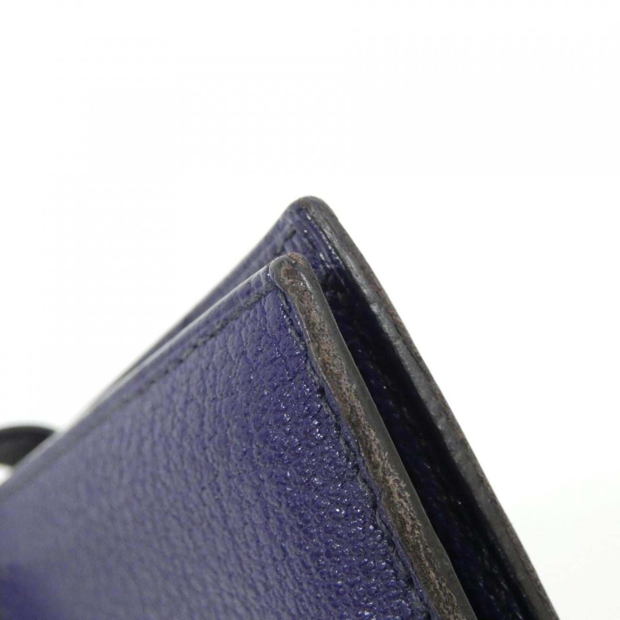 Hermes Bearn Blue Chevre Leather Wallet (Bi-Fold) (Pre-Owned)